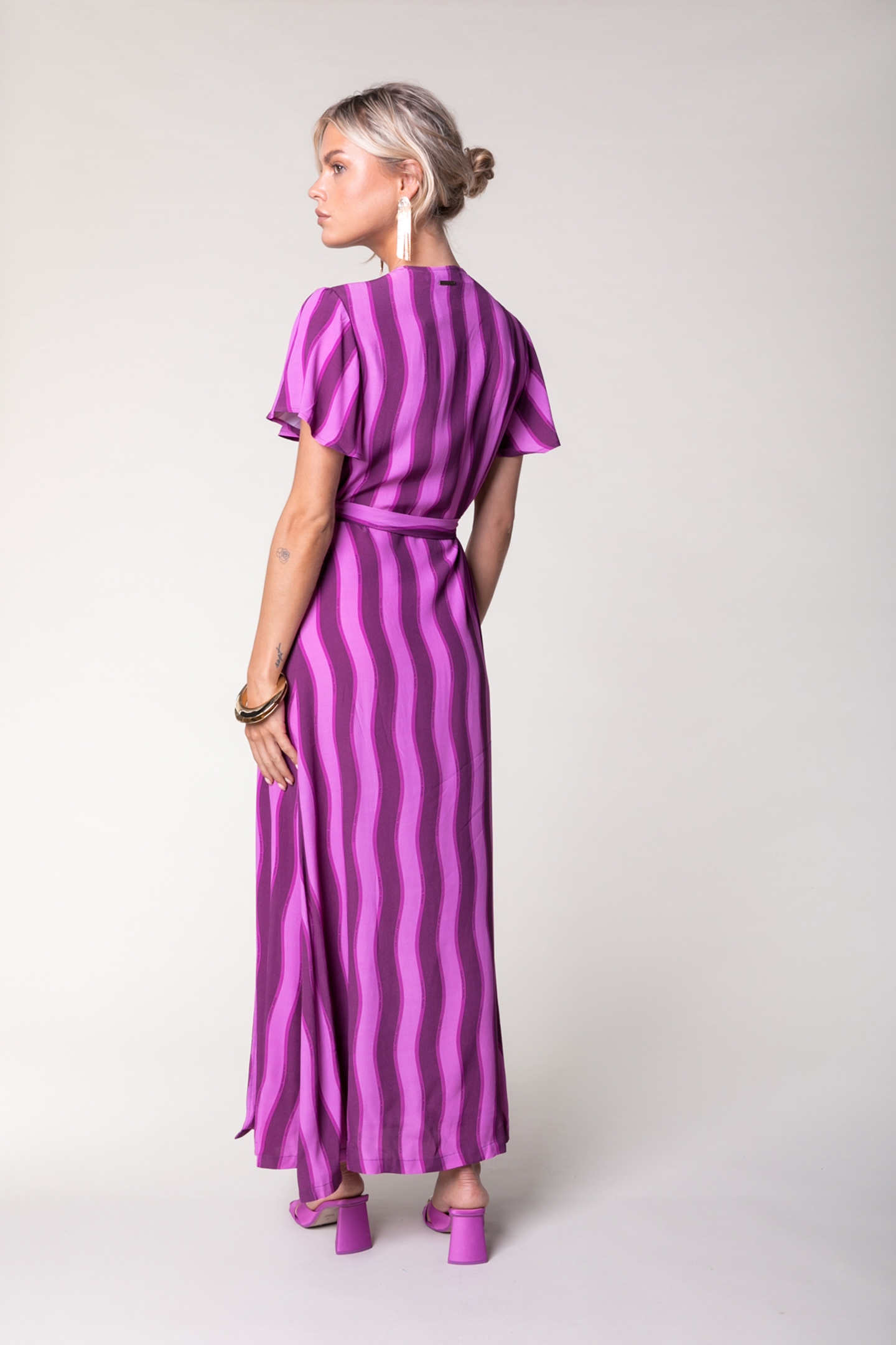 AVA STRIPES REAL WRAP MAXI DRESS SS PURPLE 2