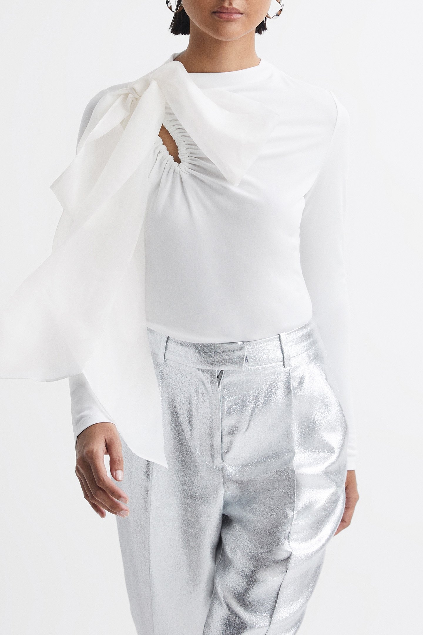 JERSEY MIX BOW NECK WHITE 5