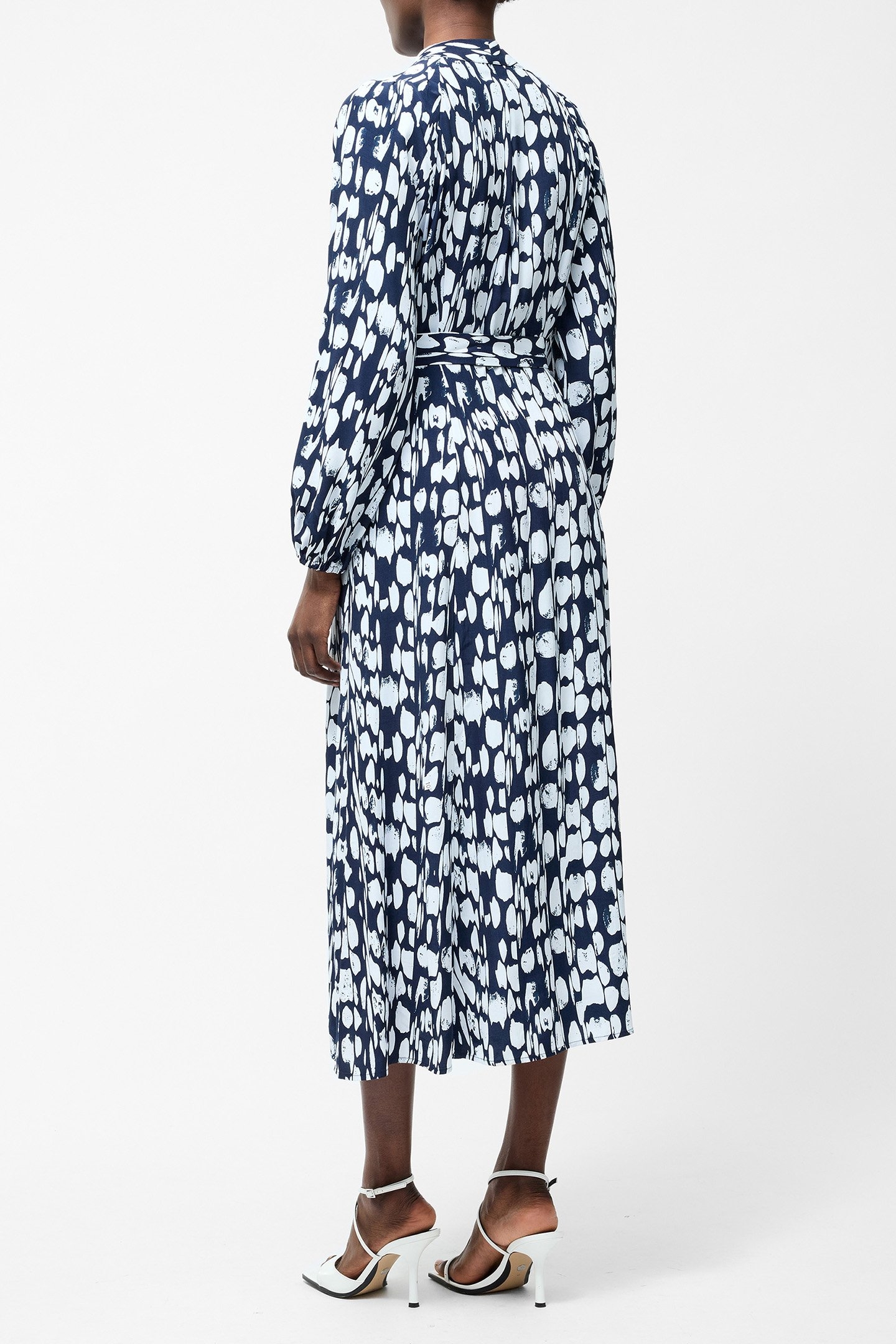 ISLANNA LONG SLEEVE BELTED MIDI DRESS MIDNIGHT/SUMMER WHT 2