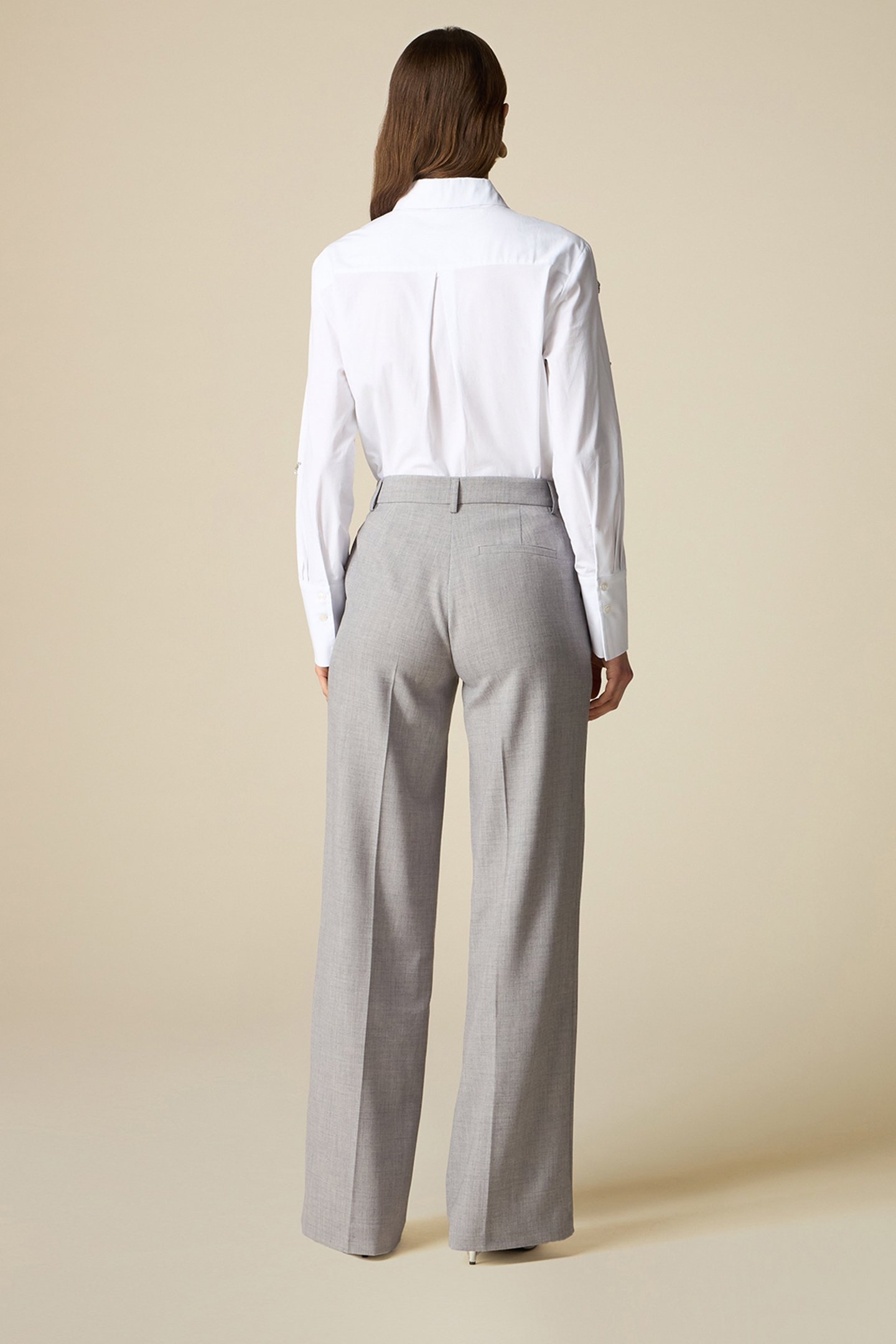MÉLANGE FABRIC PALAZZO TROUSERS GREY 3