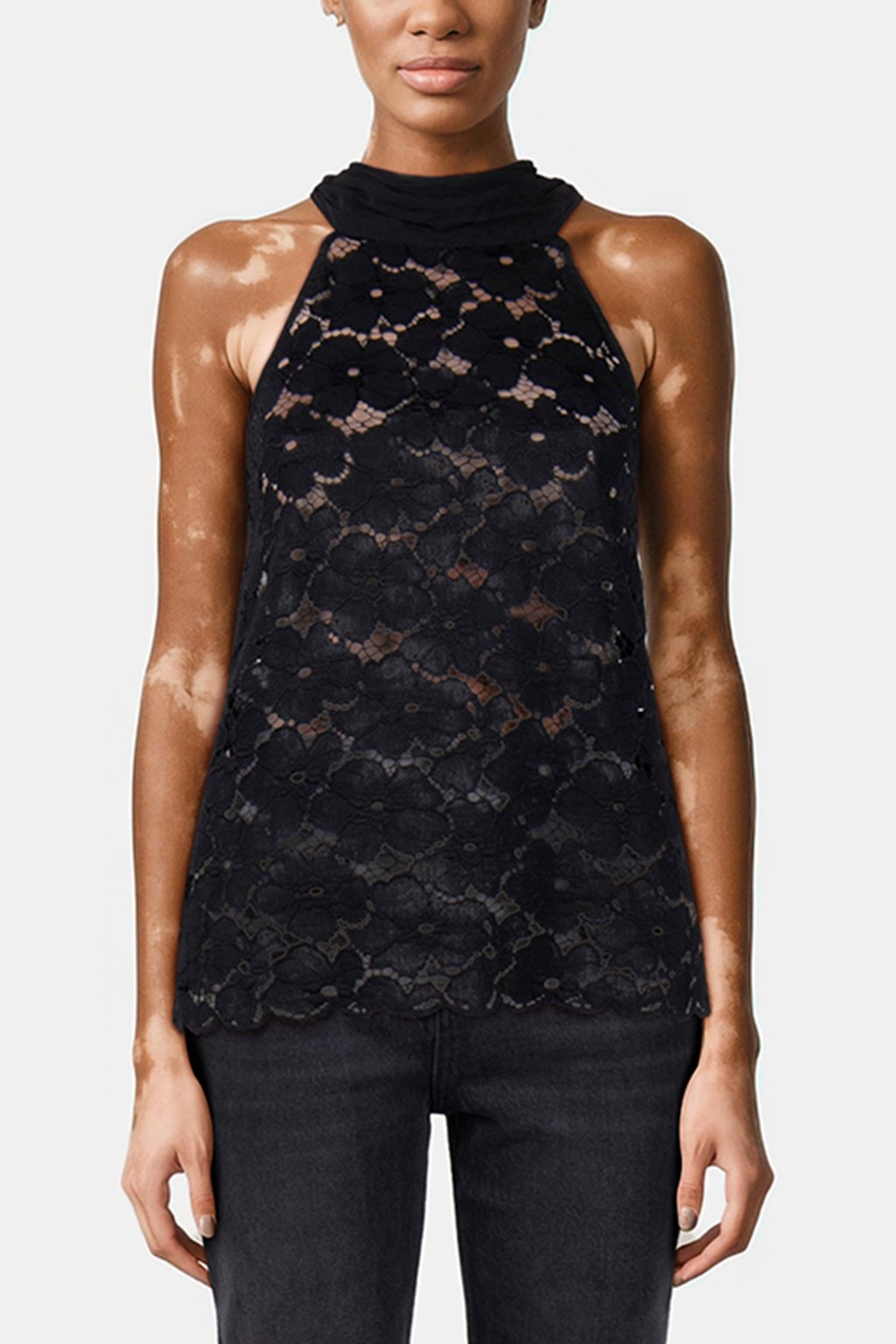 TOP - LACE + CHIFFON BLACK 1