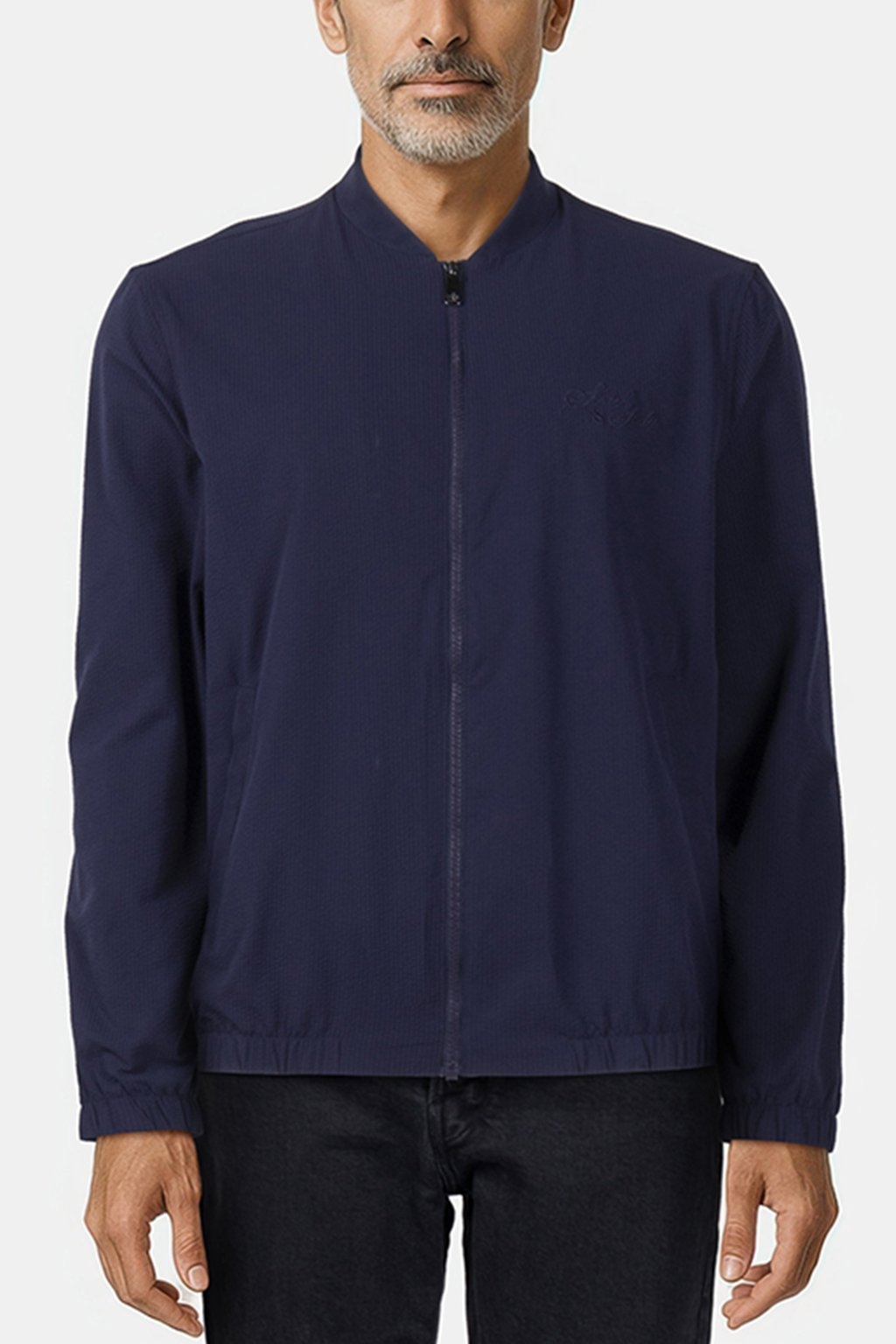 SEERSUCKER ZIP UP JACKET ASPHALT 1