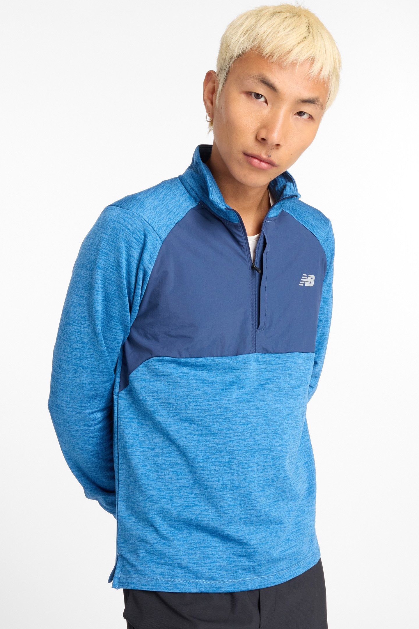 HEAT GRID HALF ZIP LONG SLEEVE TOP IN BLUE 4