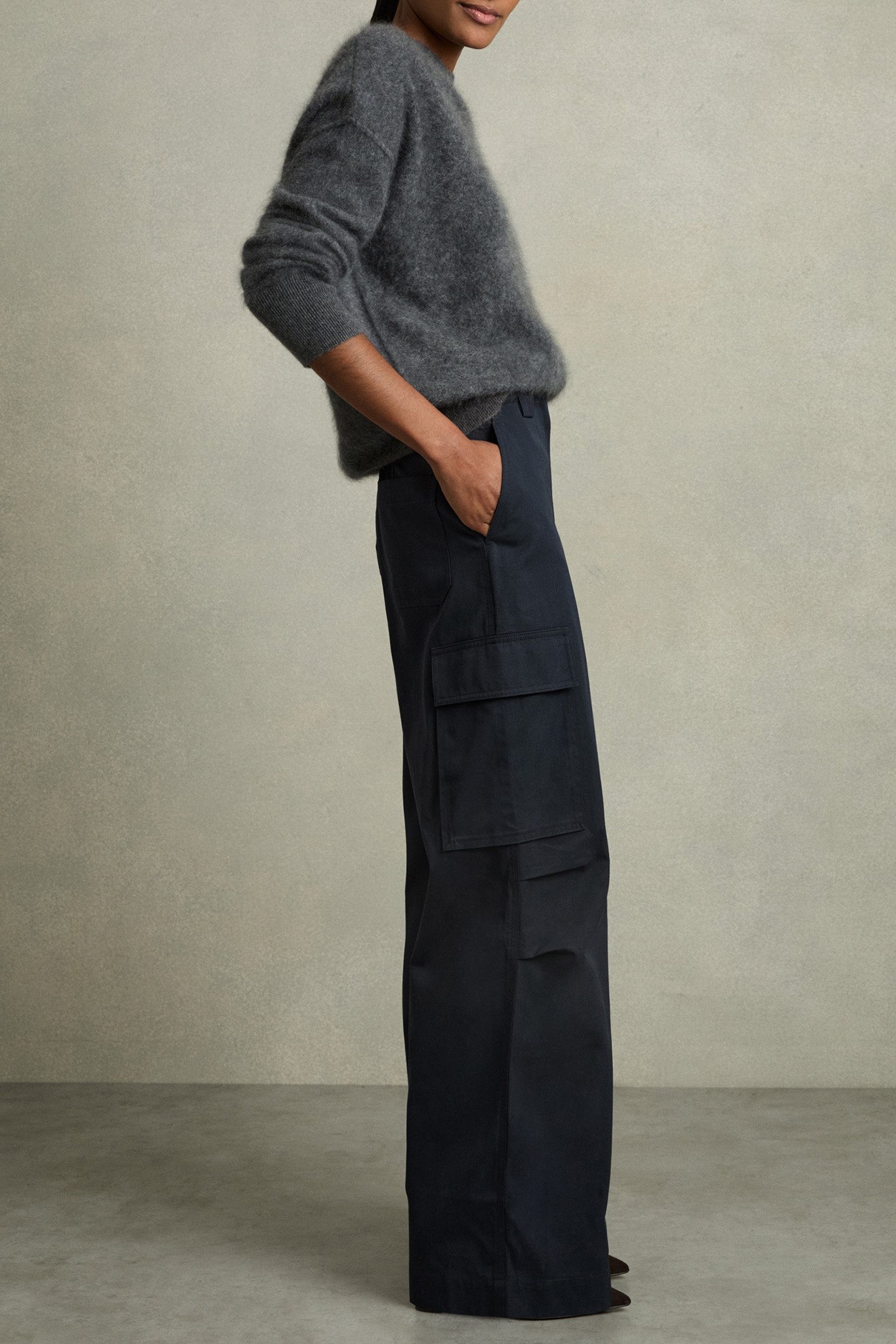 AVA WIDE LEG COMBAT TROUSER NAVY 4