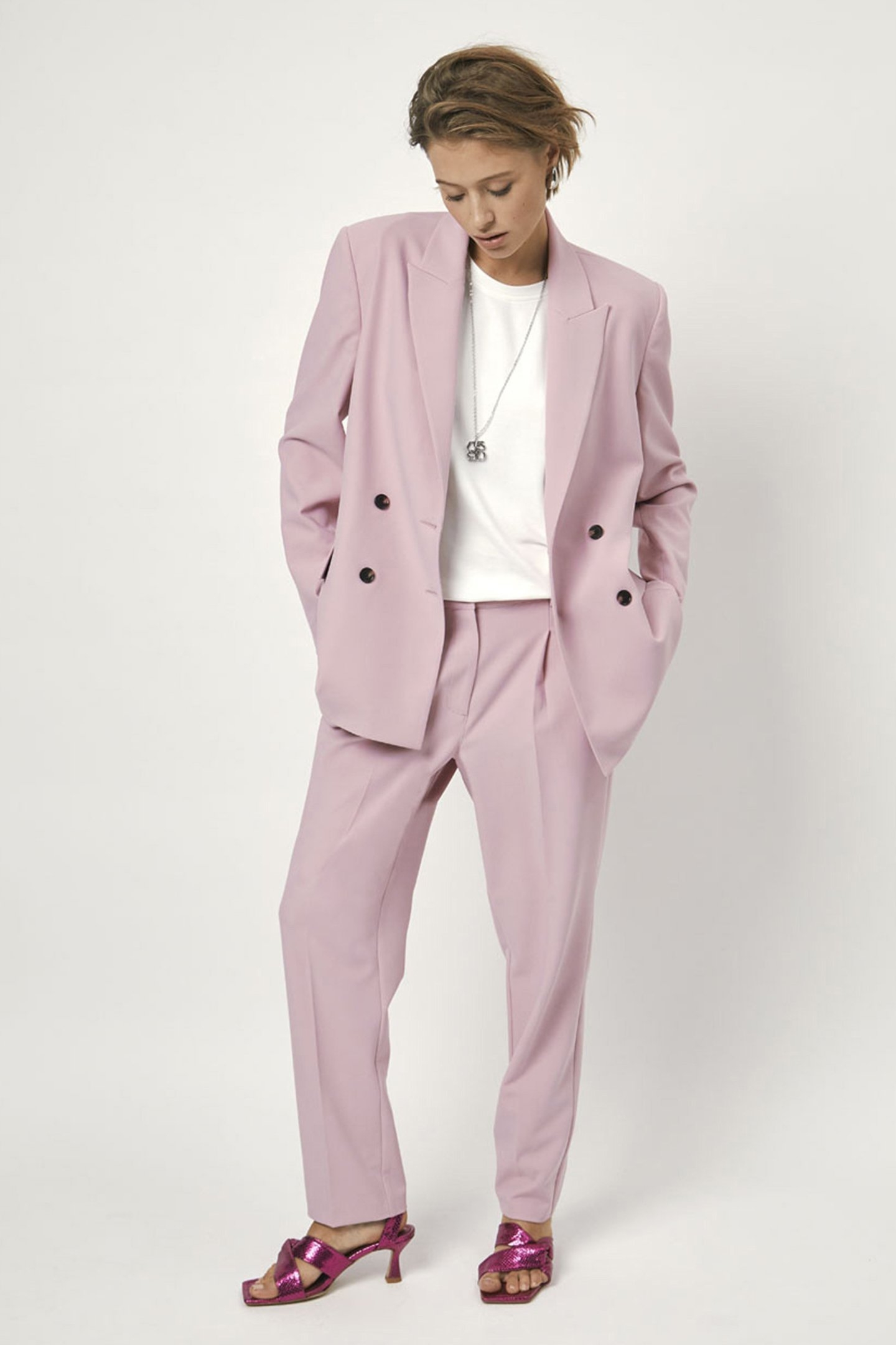 HESTON STRAIGHT CROP PANTS PINK CEMENT 1