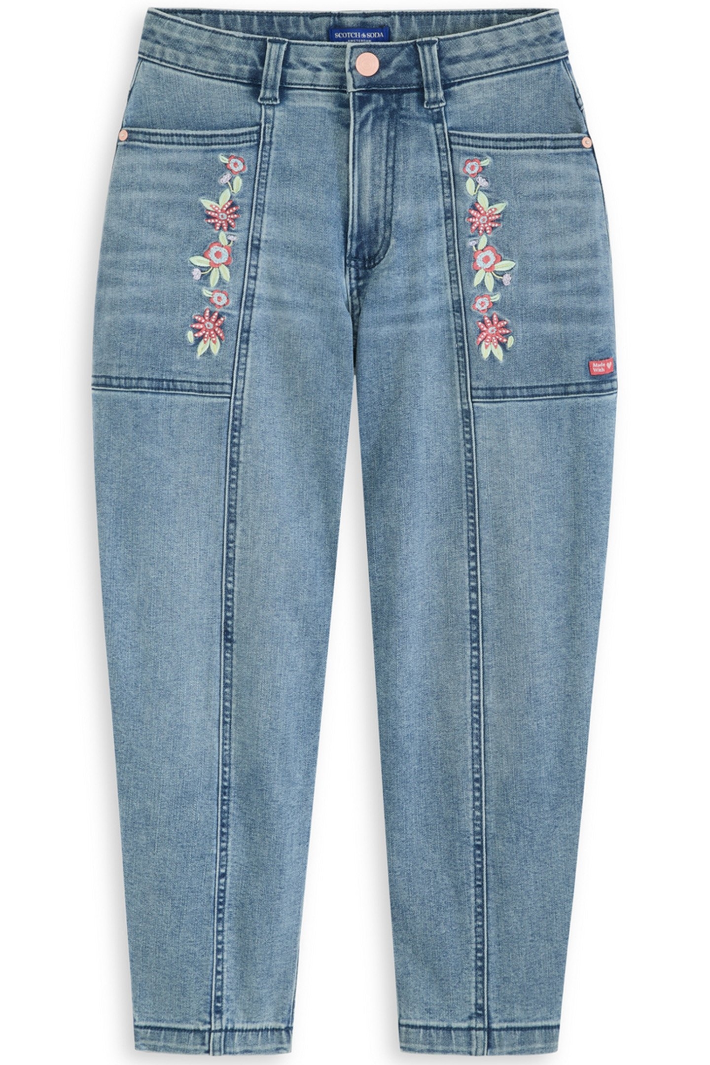 GIRLS STRETCH SLUB DENIM JEANS COASTAL BLUE 1