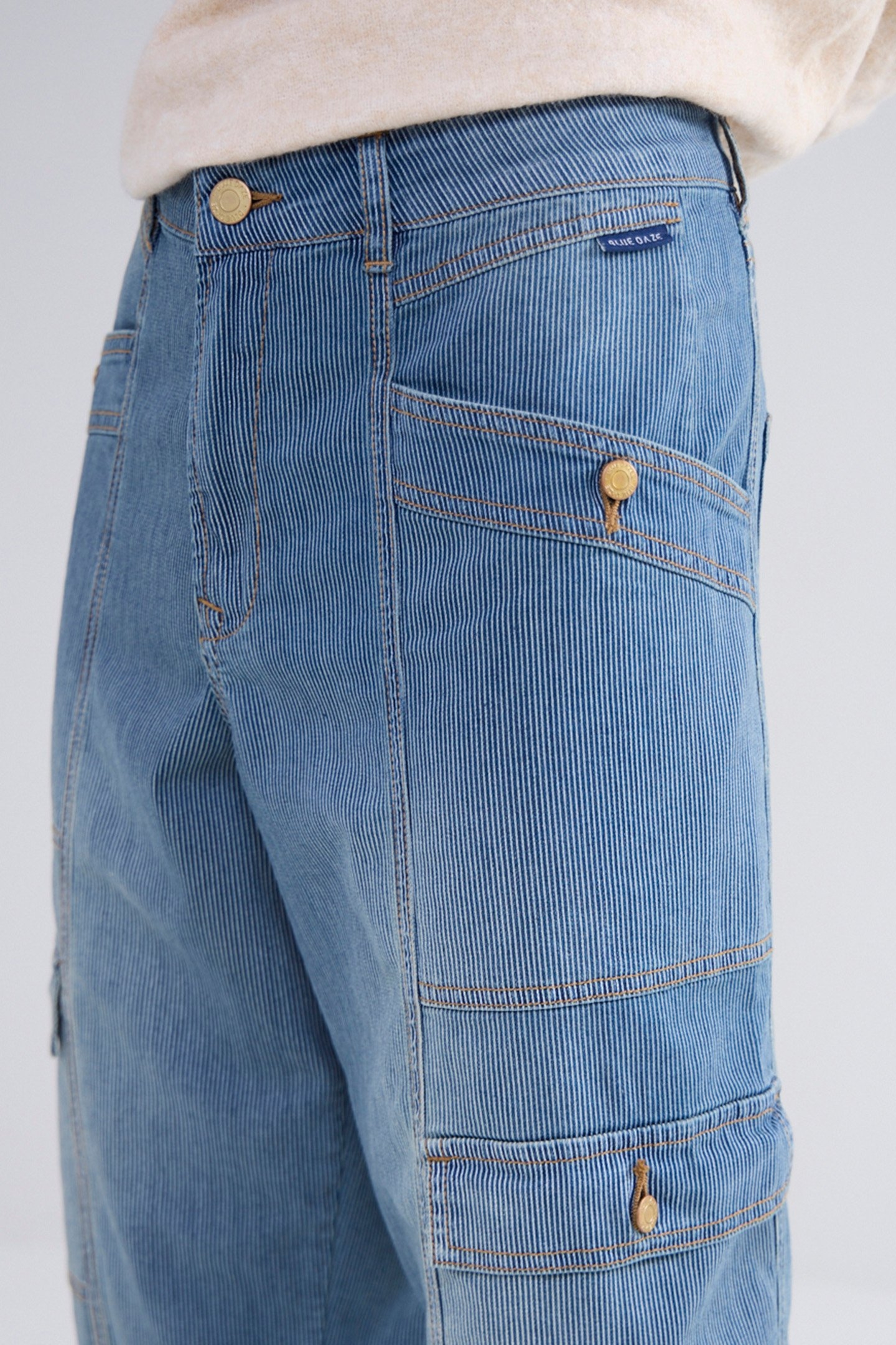 CARGO JEANS PRINTED STRIPE DENIM DENIM 4