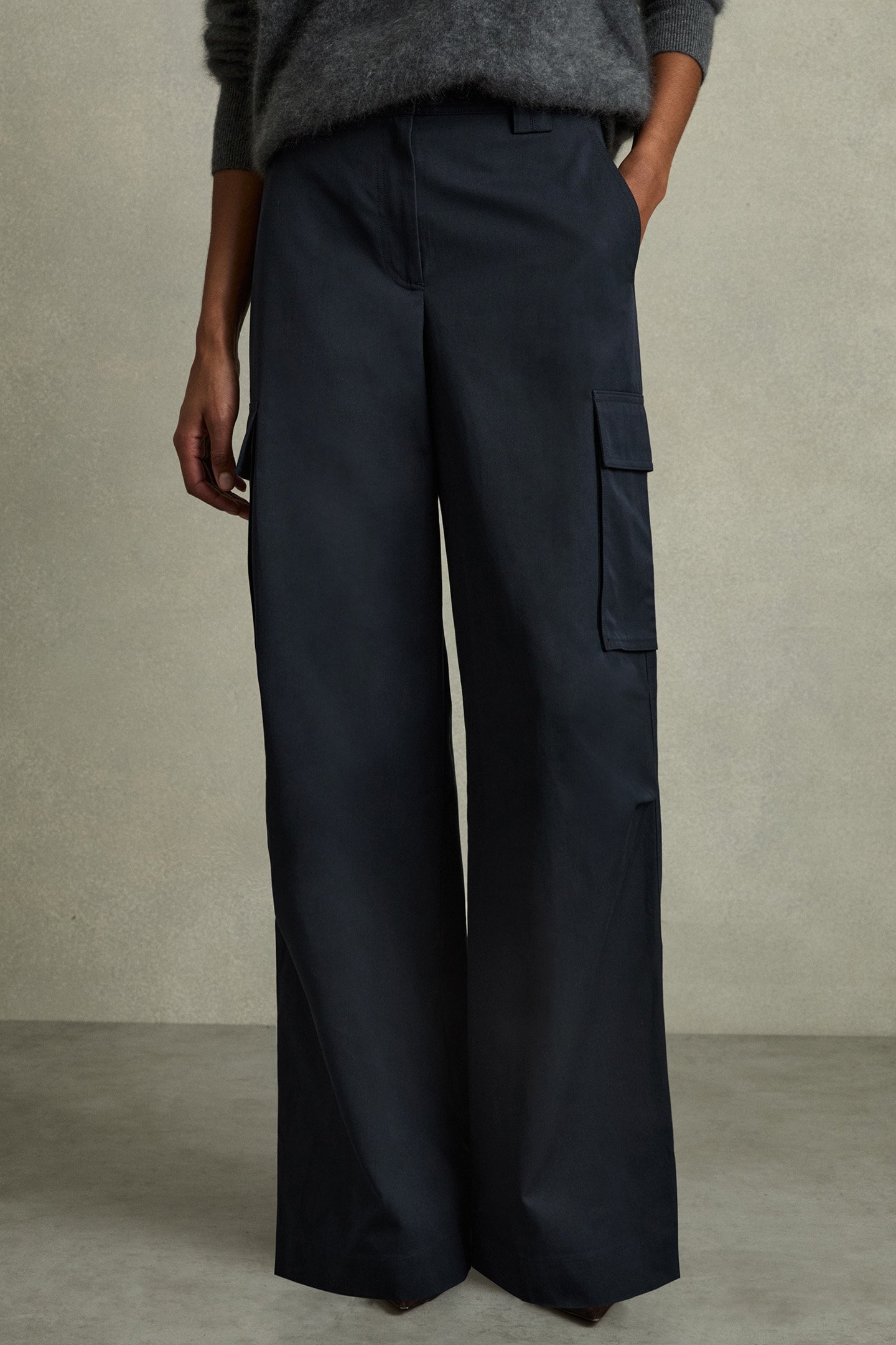 AVA WIDE LEG COMBAT TROUSER NAVY 1