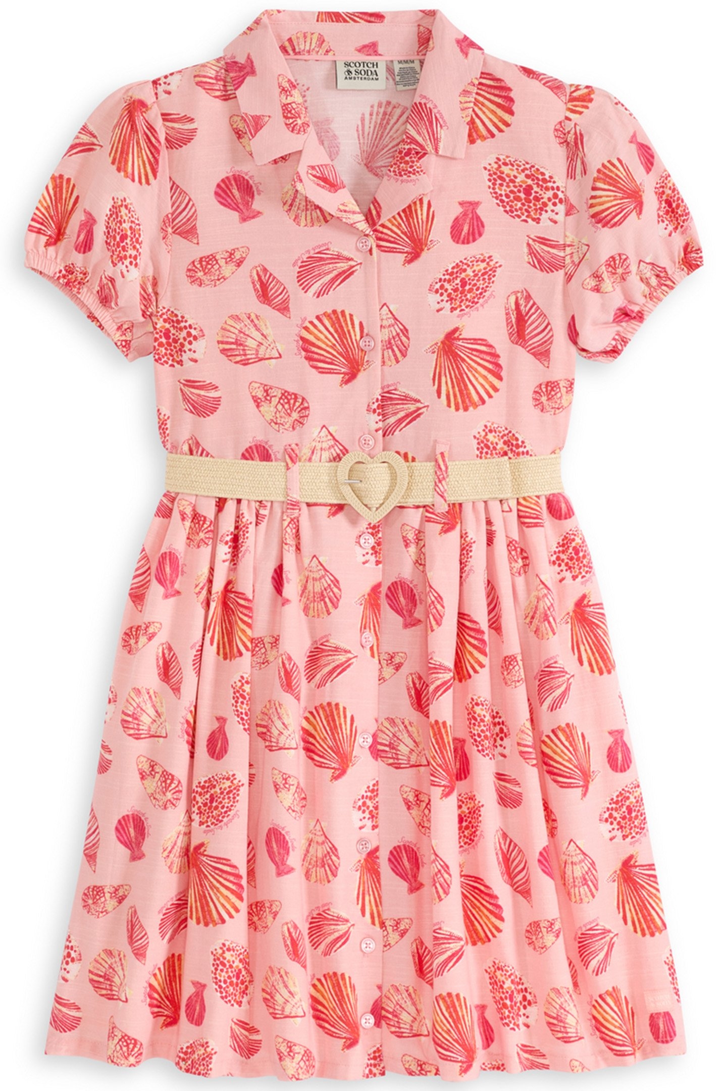 GIRLS SS BELTED DRESS LT PASTEL PINK 1