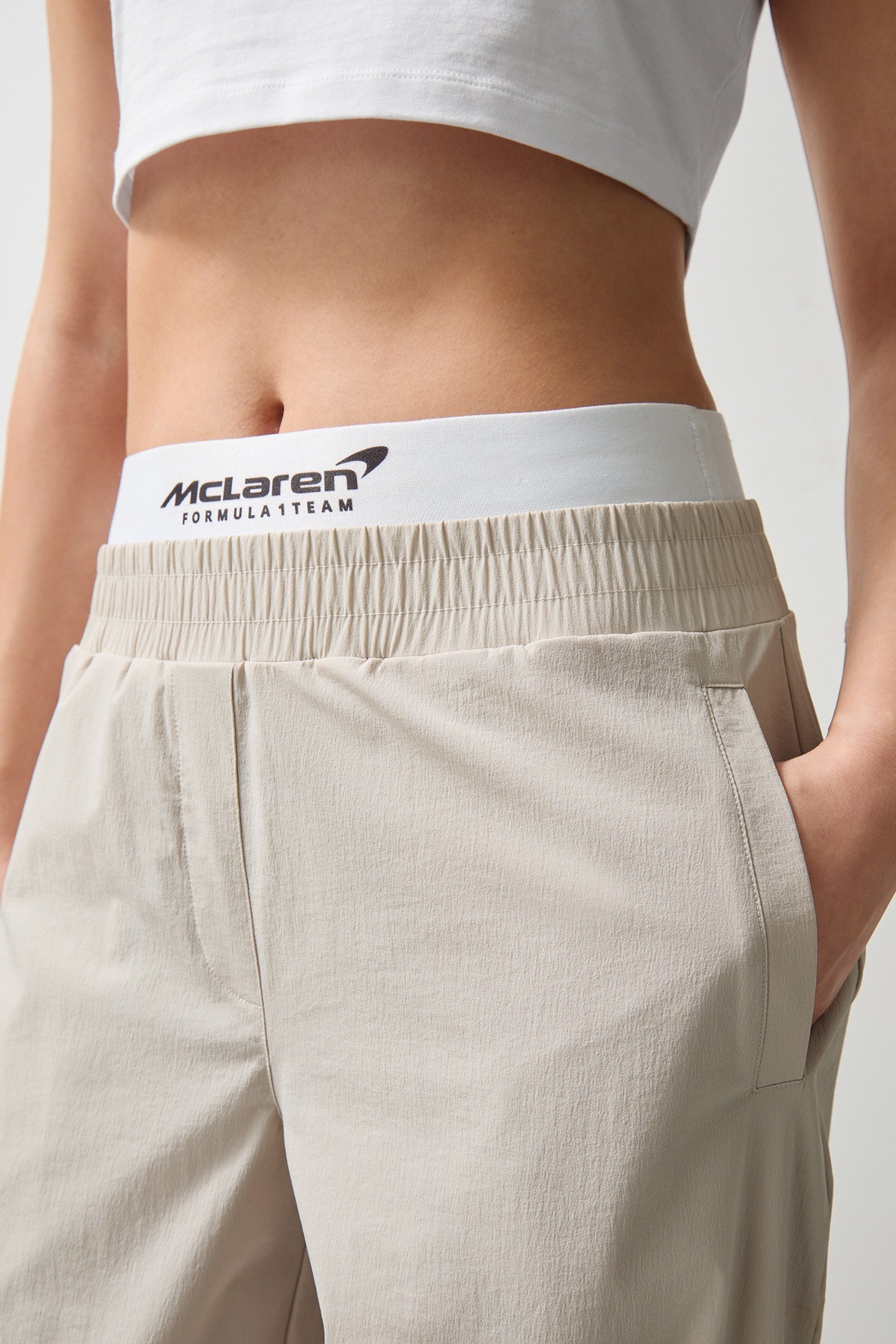 COLETTE TECHNICAL BOXER SHORT WAISTBAND TROUSER STONE 5