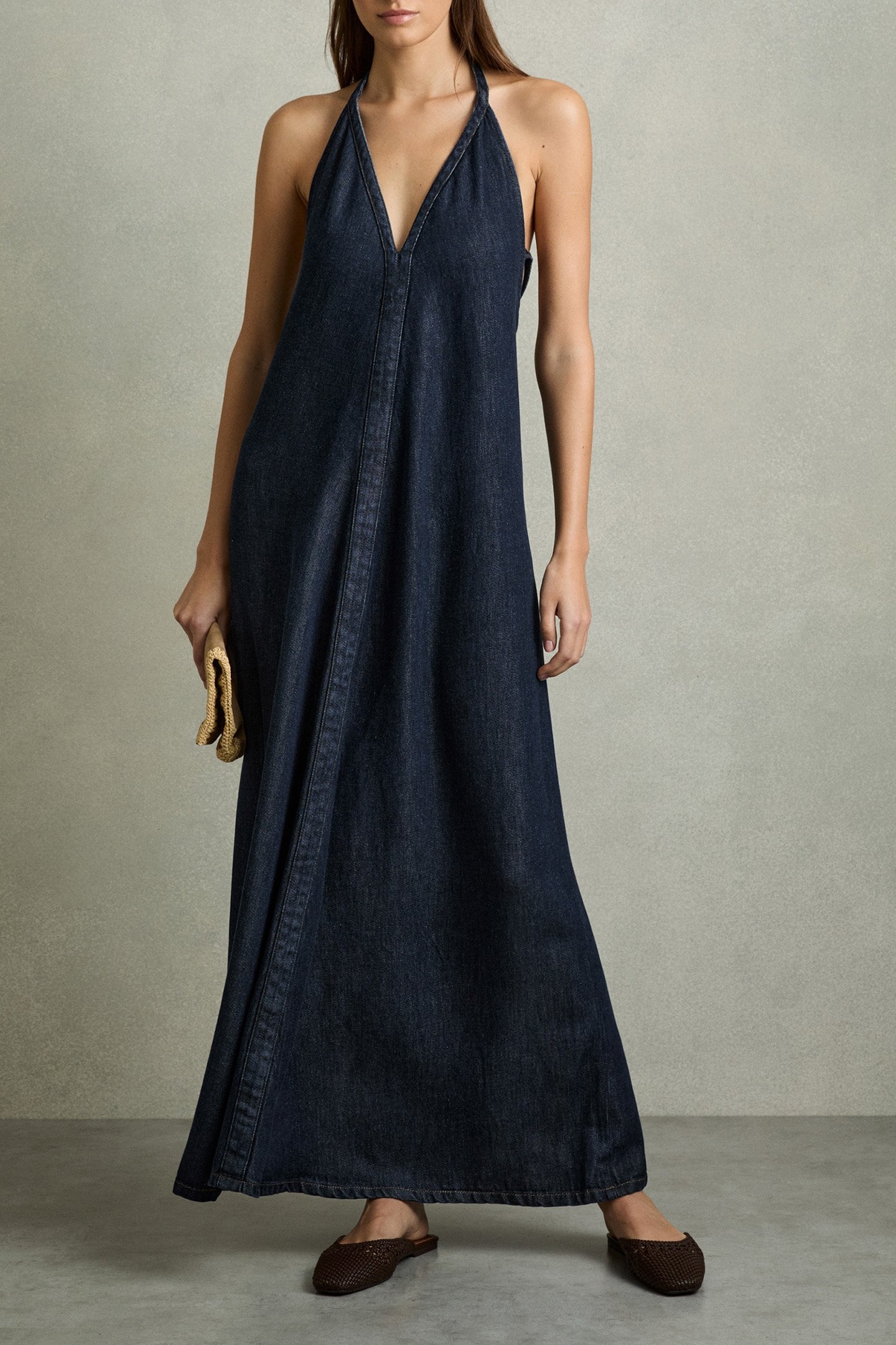 RACHEL DENIM MAXI DRESS INDIGO 1