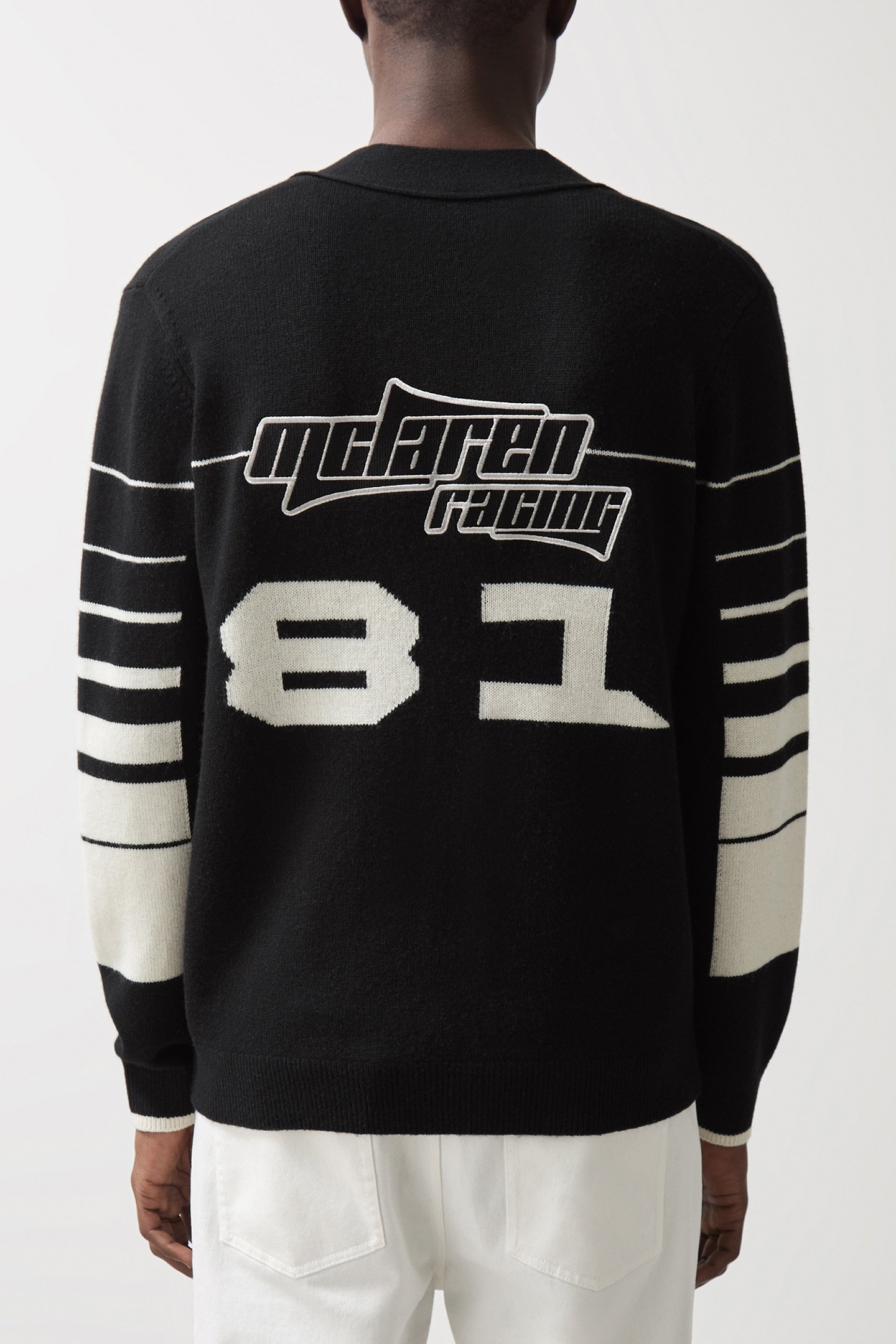 BLARE LS MCLAREN RACING EMBROIDERED VARSITY CARDIGAN BLACK 2