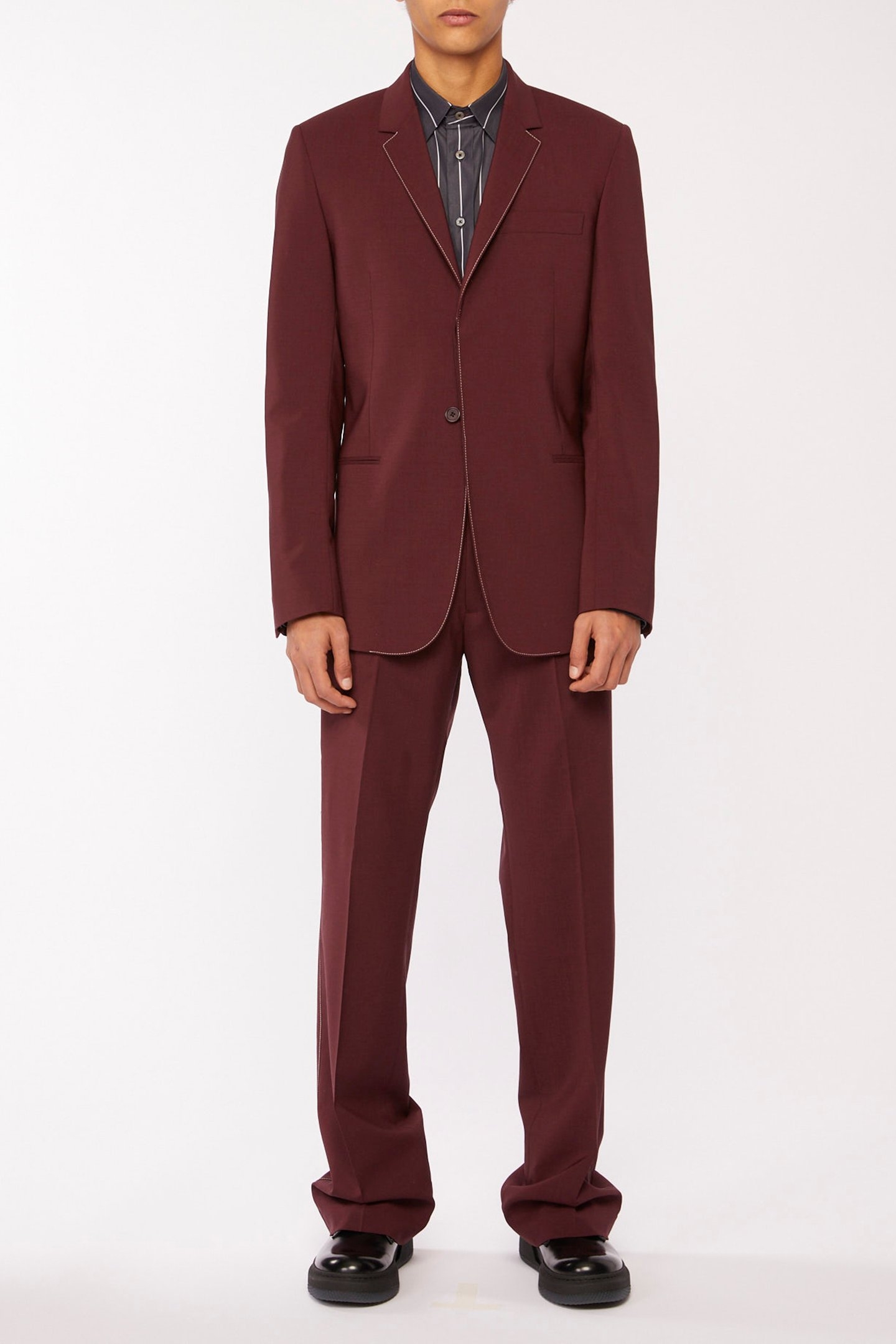 GENTS CONCEALED 2 BTN JACKET BURGUNDY/ BORDE 3