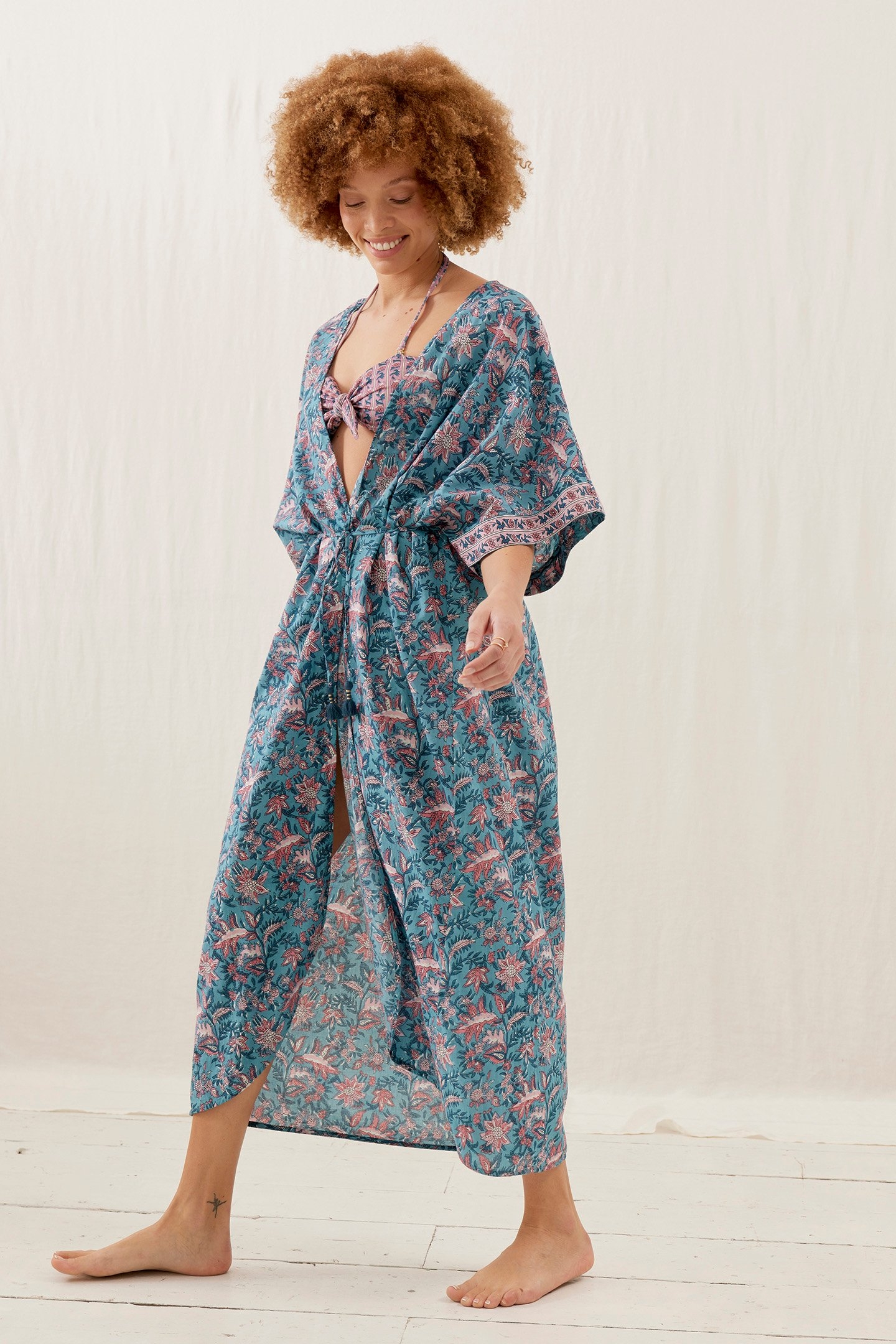 BIKINI TOP WALNUT TEAL GARDEN OF EDEN 3