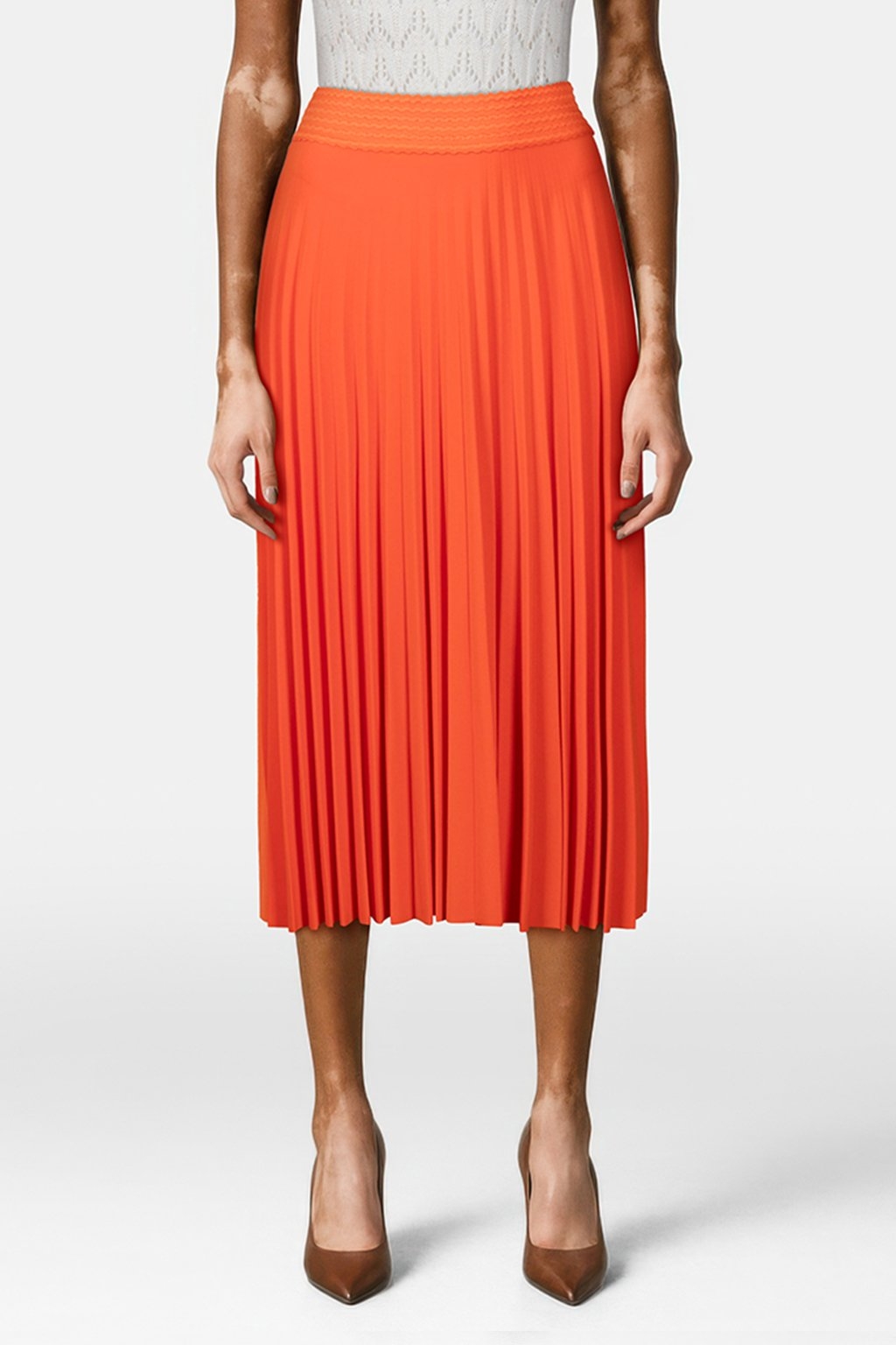 MIDI PLISSEE SKIRT RECYCLED CHERRY TOMATO 1