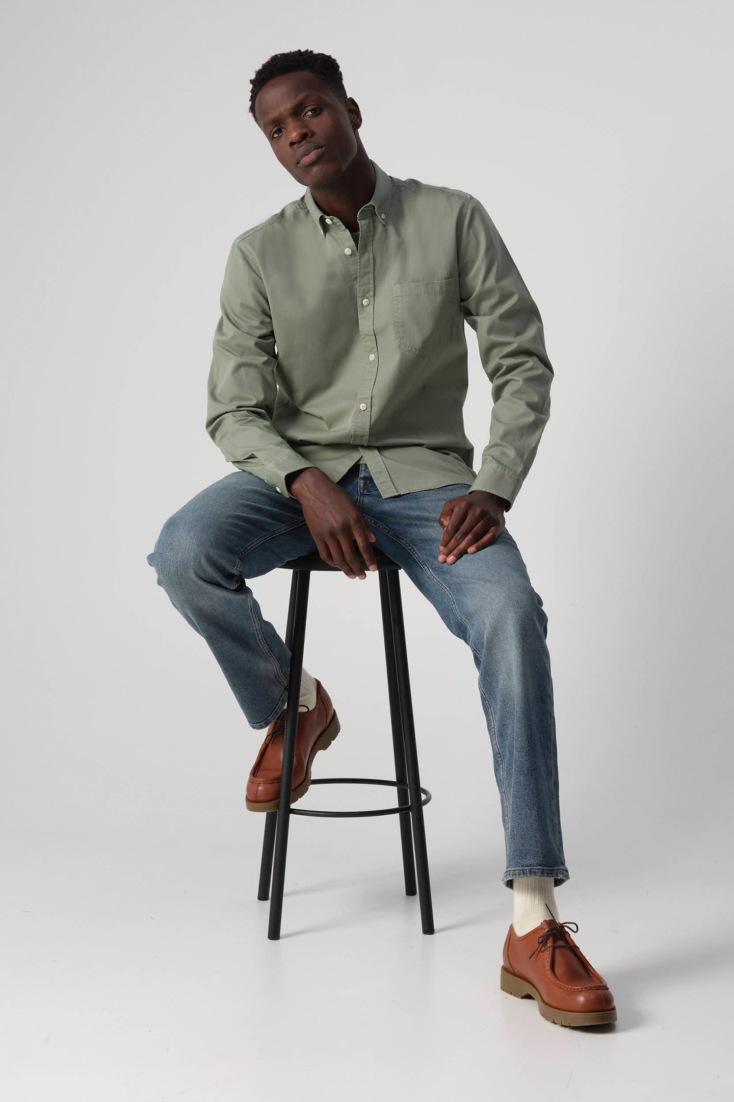 REXTON CASUAL OVERHEMD LM HEDGE GREEN 1