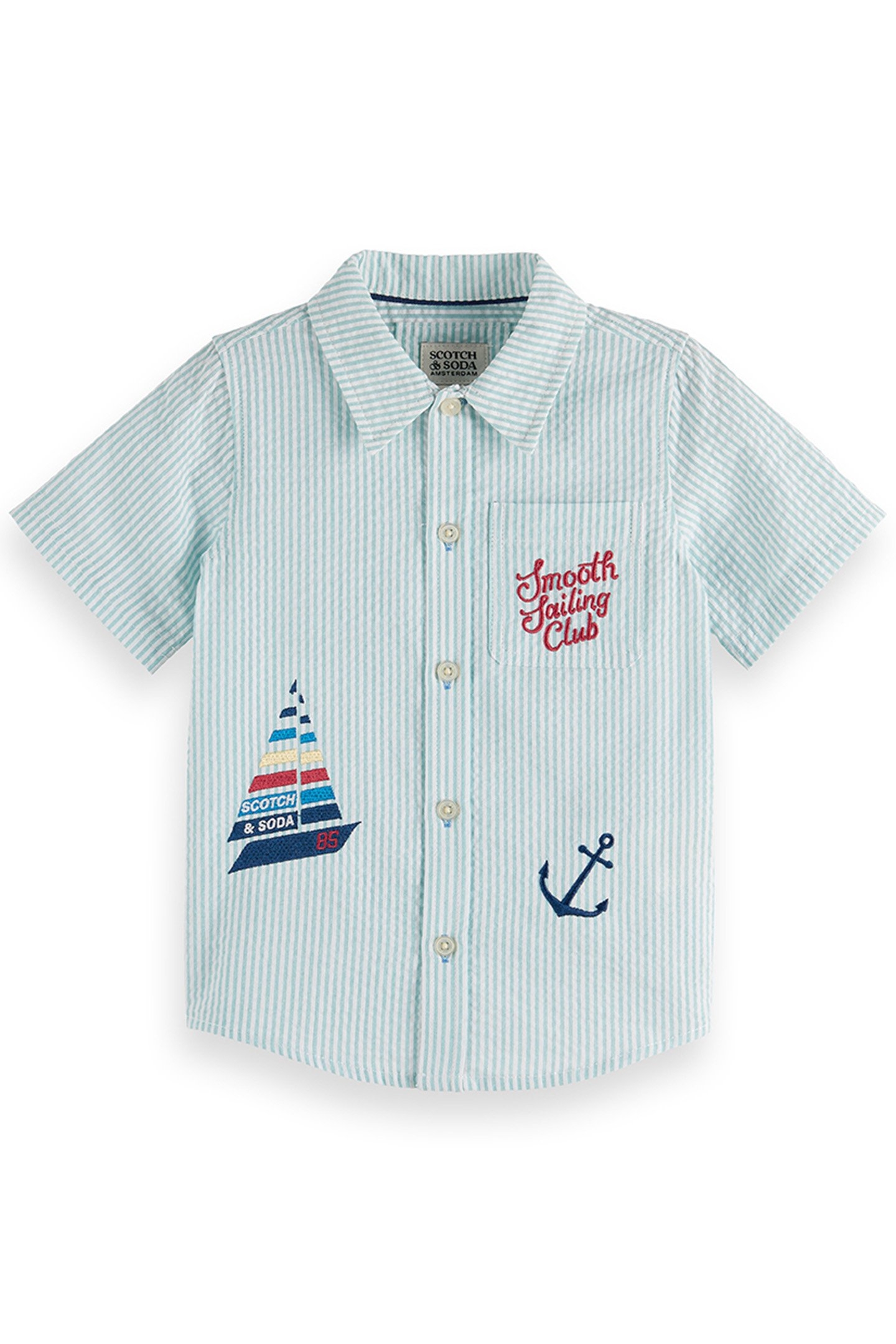 2PC BIG BOYS SS YARN DYE SEERSUCKER SHIRT & SHORT SET BLEACH 1