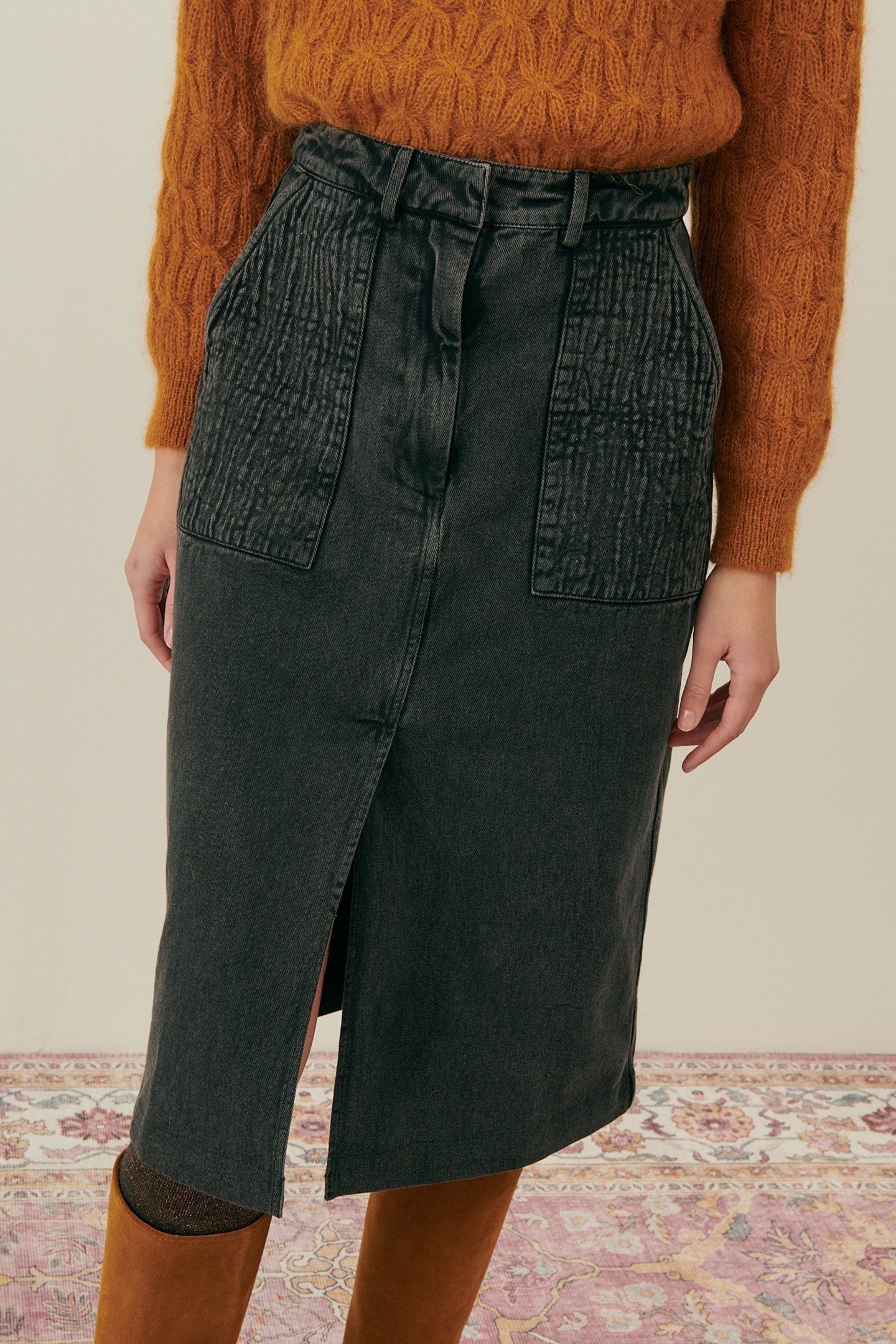 SKIRT ARLES CHARCOAL 1