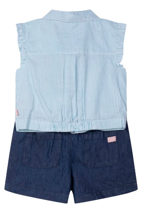 S&S GIRLS 2PC TOP & DENIM SHORT SET BLEACHED AQUA 2