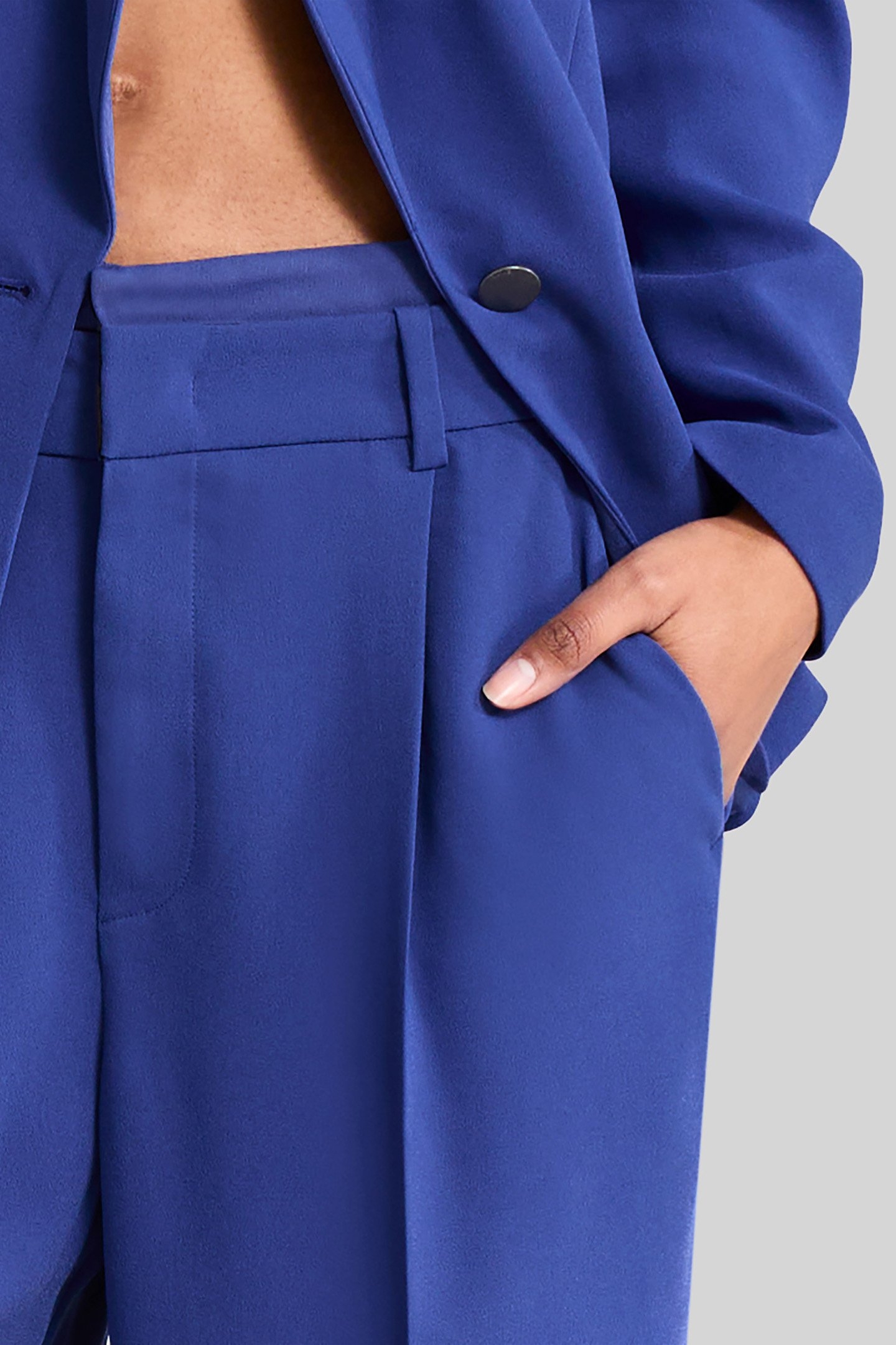 ROYAL BLUE DOUBLE-BELTED WIDE-LEG SUIT PANTS 6