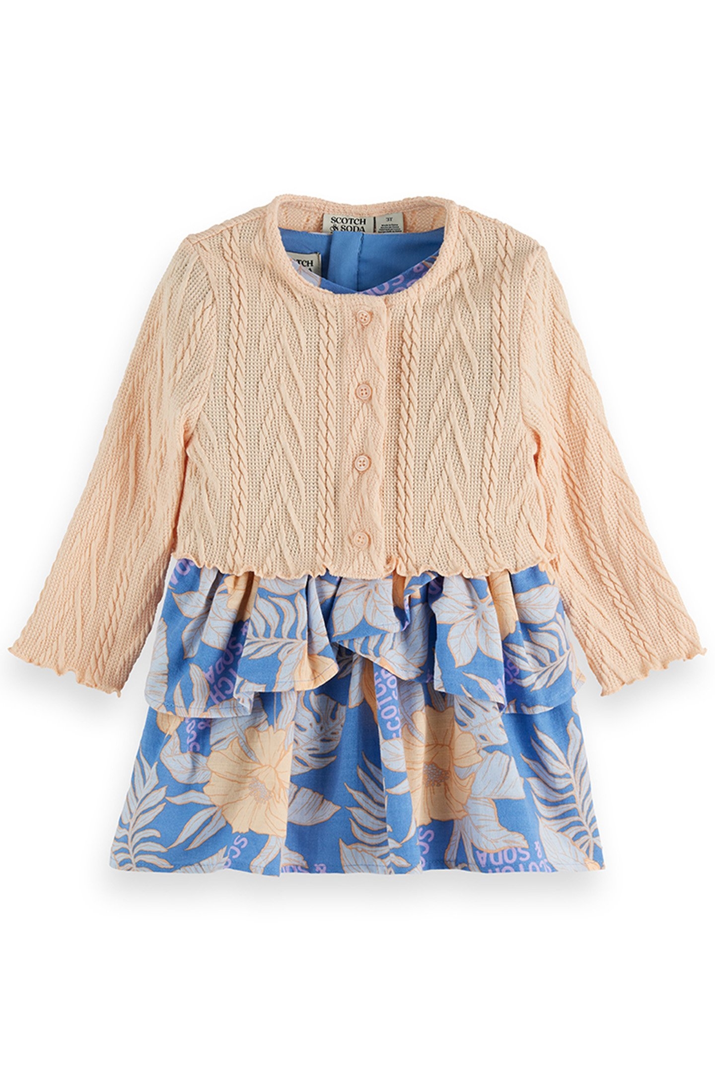 S&S GIRLS 2PC DRESS & CARDIGAN SET BLUE/GREY 1