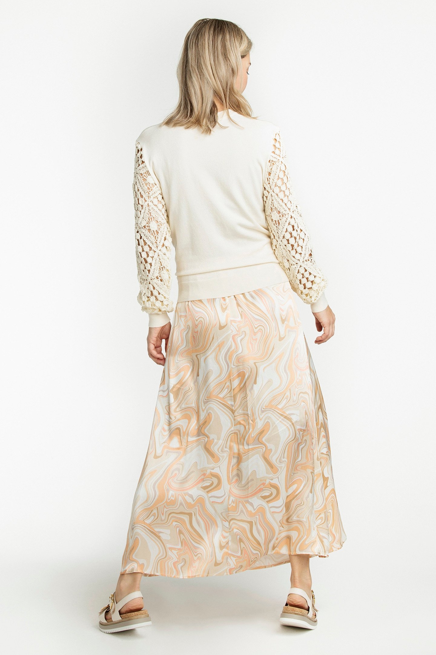 SKIRT SATIN SOFT LIQUIDS PRINT PRINT NEUTRALS 2