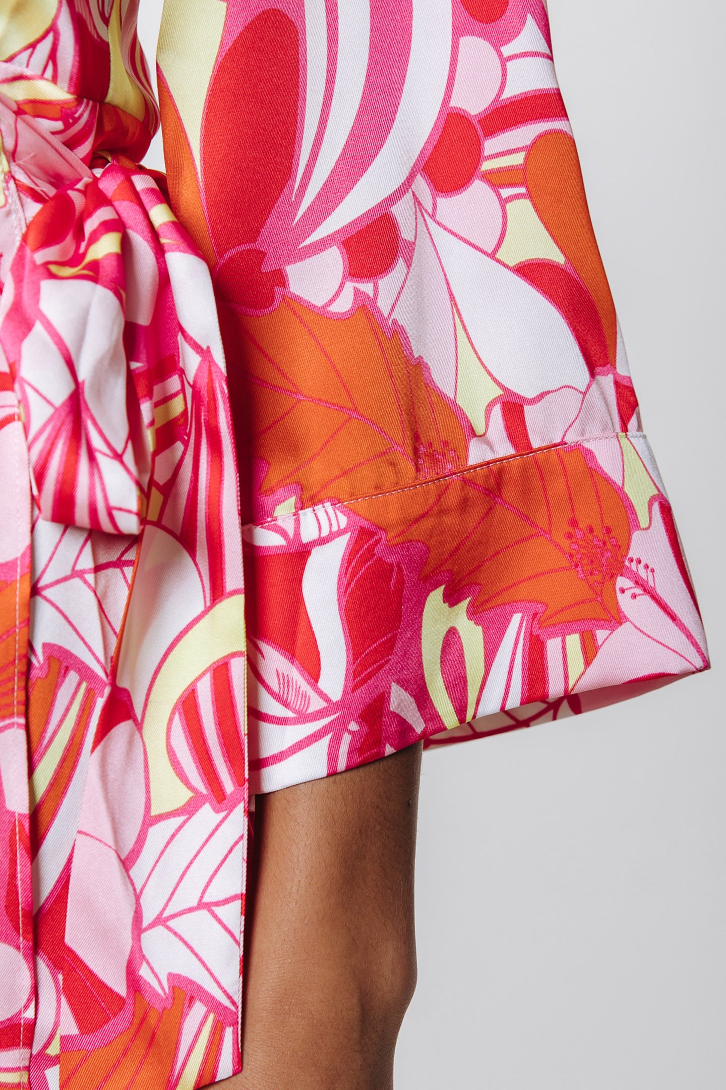 DUSTY BIG FLOWER REAL WRAP MINI DRESS MULTICOLOR 3