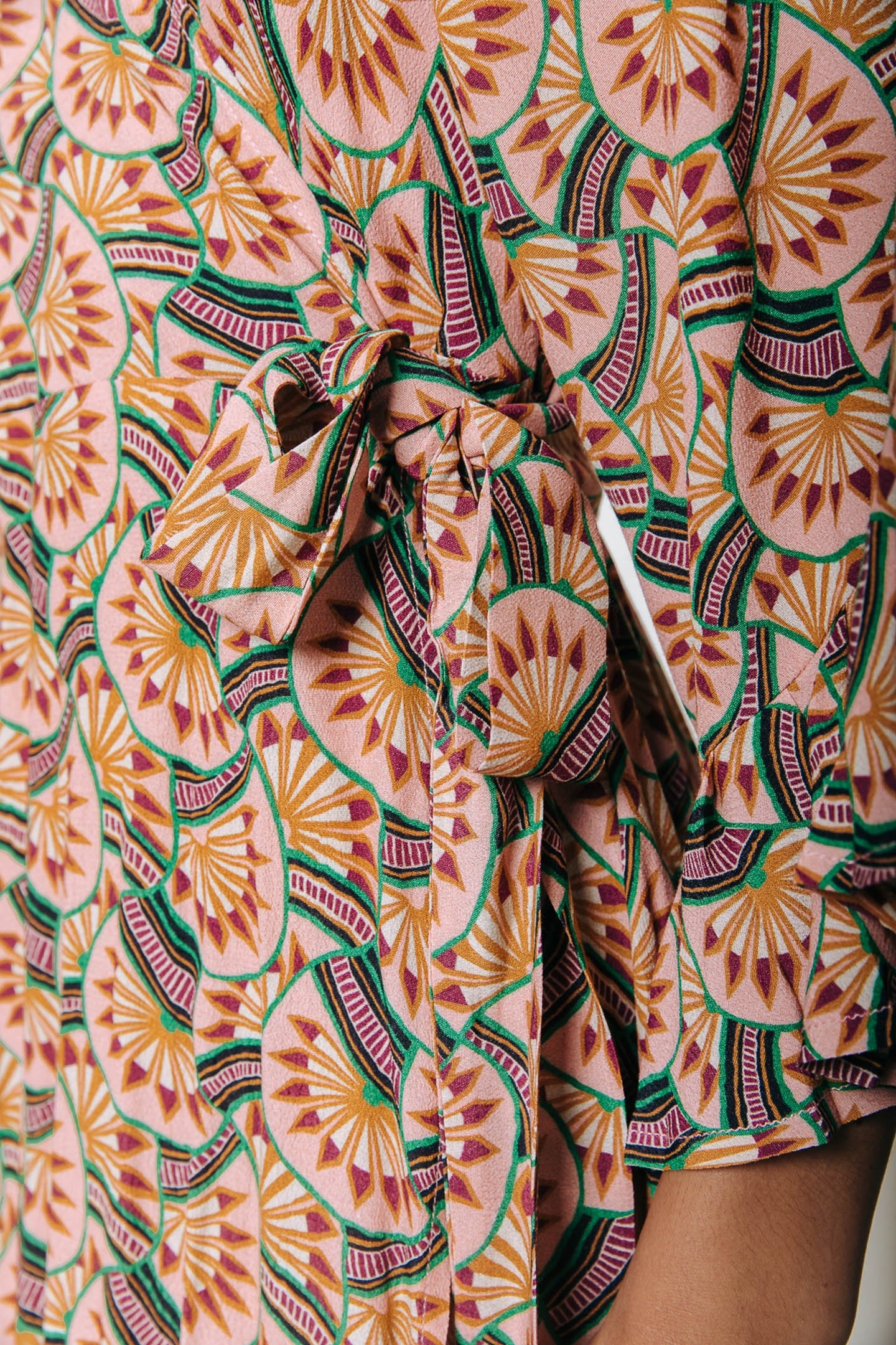 ALICE GRAPHIC FAN MAXI WRAP DRESS OLD PINK 5