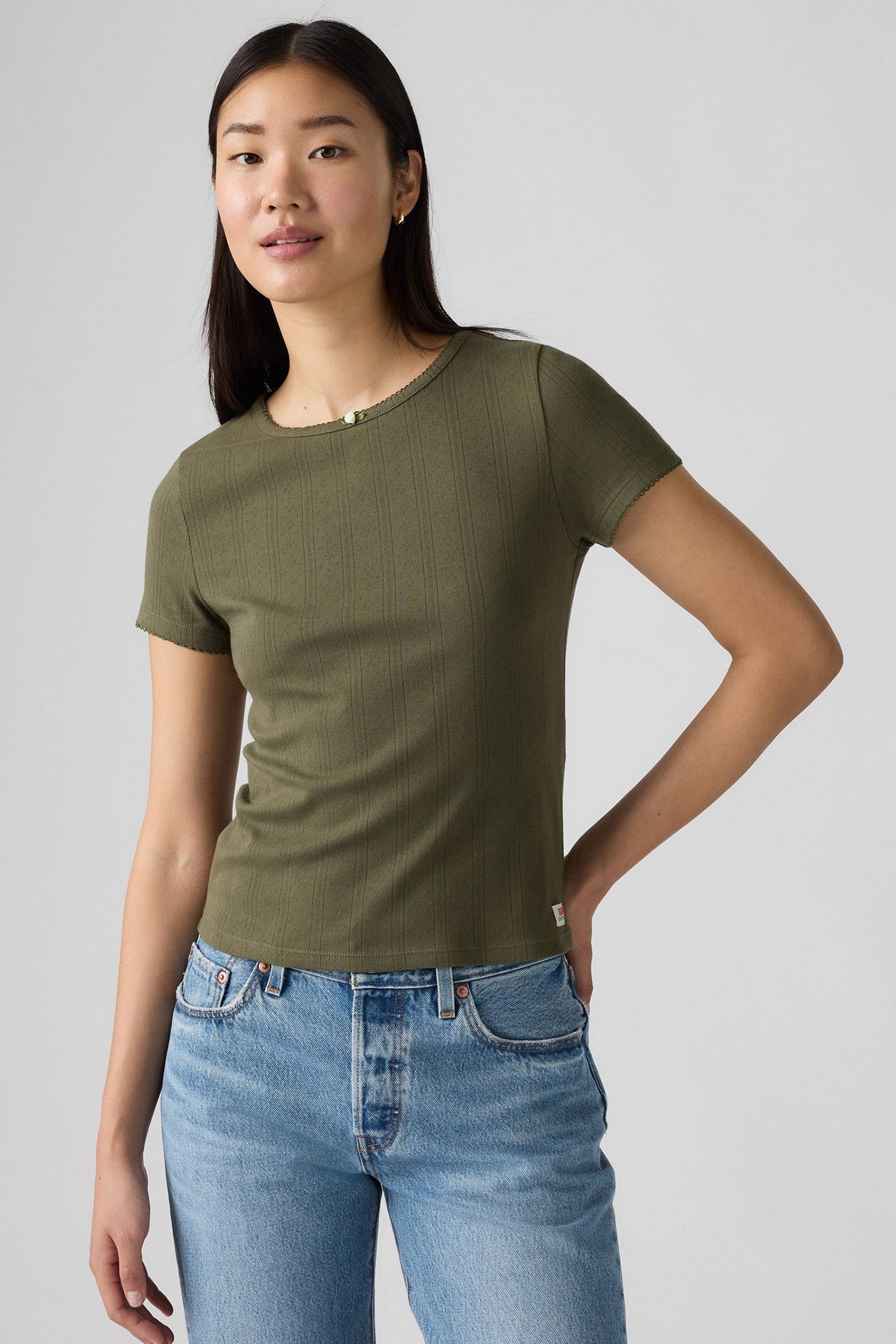 DRY GOODS POINTELLE TEE OLIVE NIGHT 3