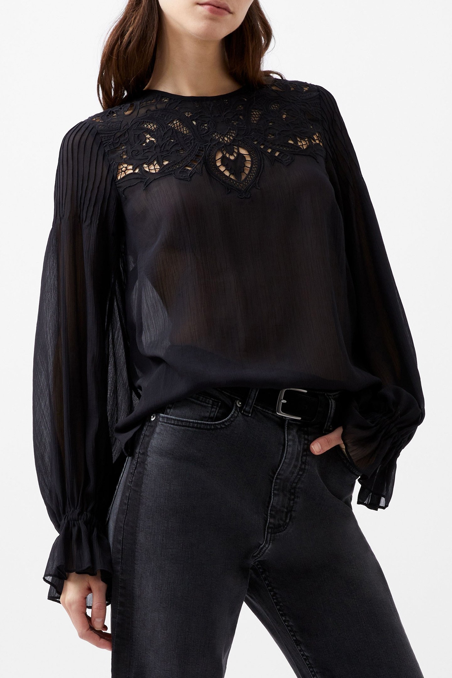 EMINA CHIFFON LACE BLOUSE BLACKOUT 1