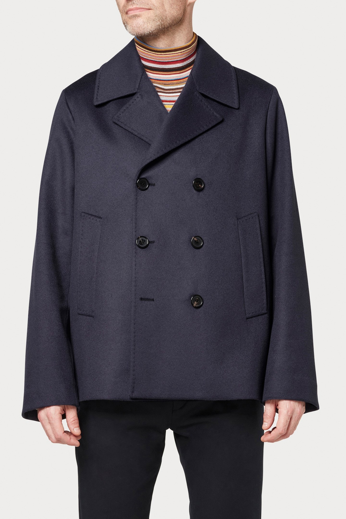 GENTS DB OVERCOAT PETROL BLUE 1