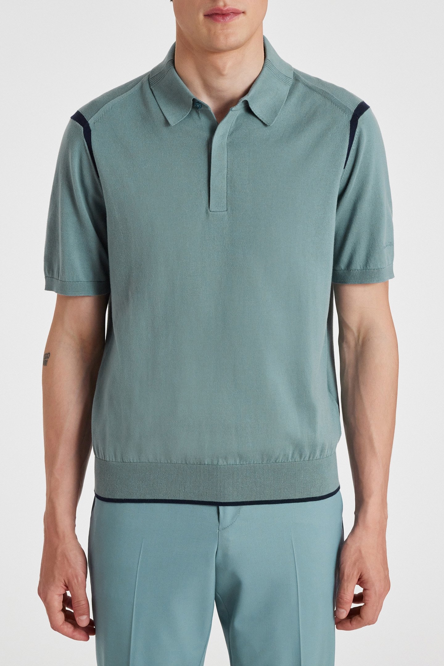 MENS SWEATER SS POLO GREYISH BLUE 1