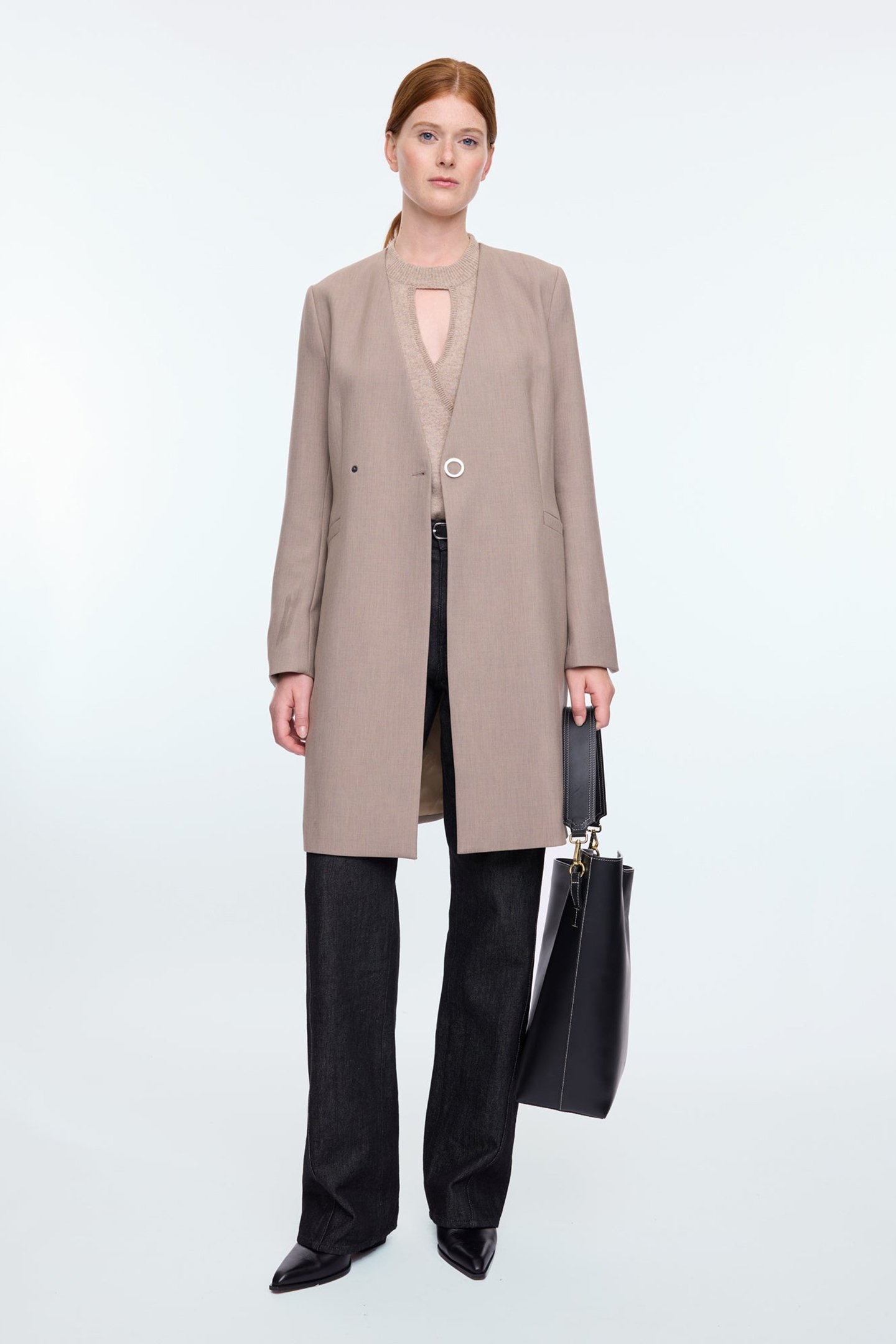 COLBERT LONG VISCOSE MIX BLAZER TAUPE MELANGE 1