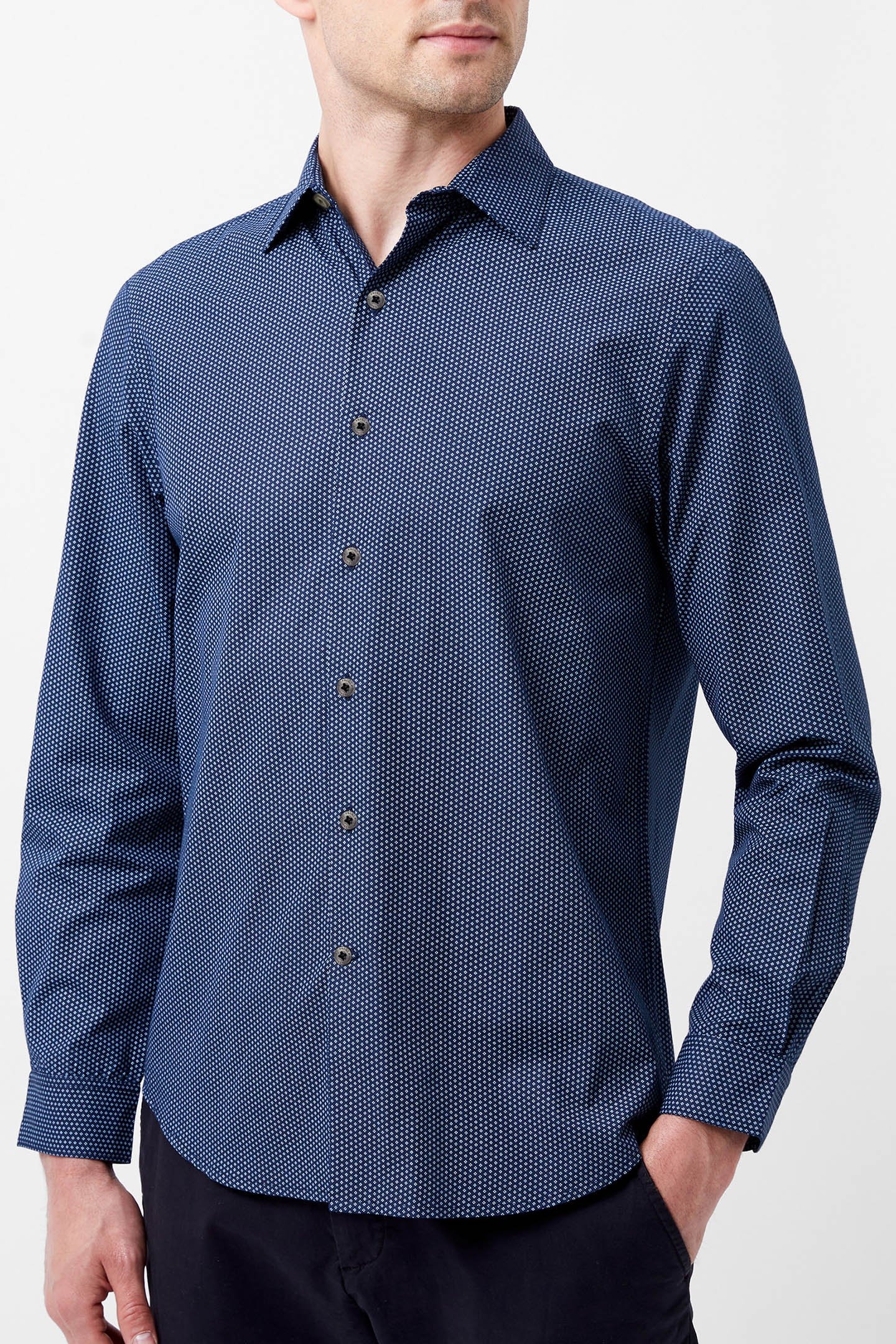 REGULAR FIT/ CLASSIC COLLAR BLUE PRINT 1