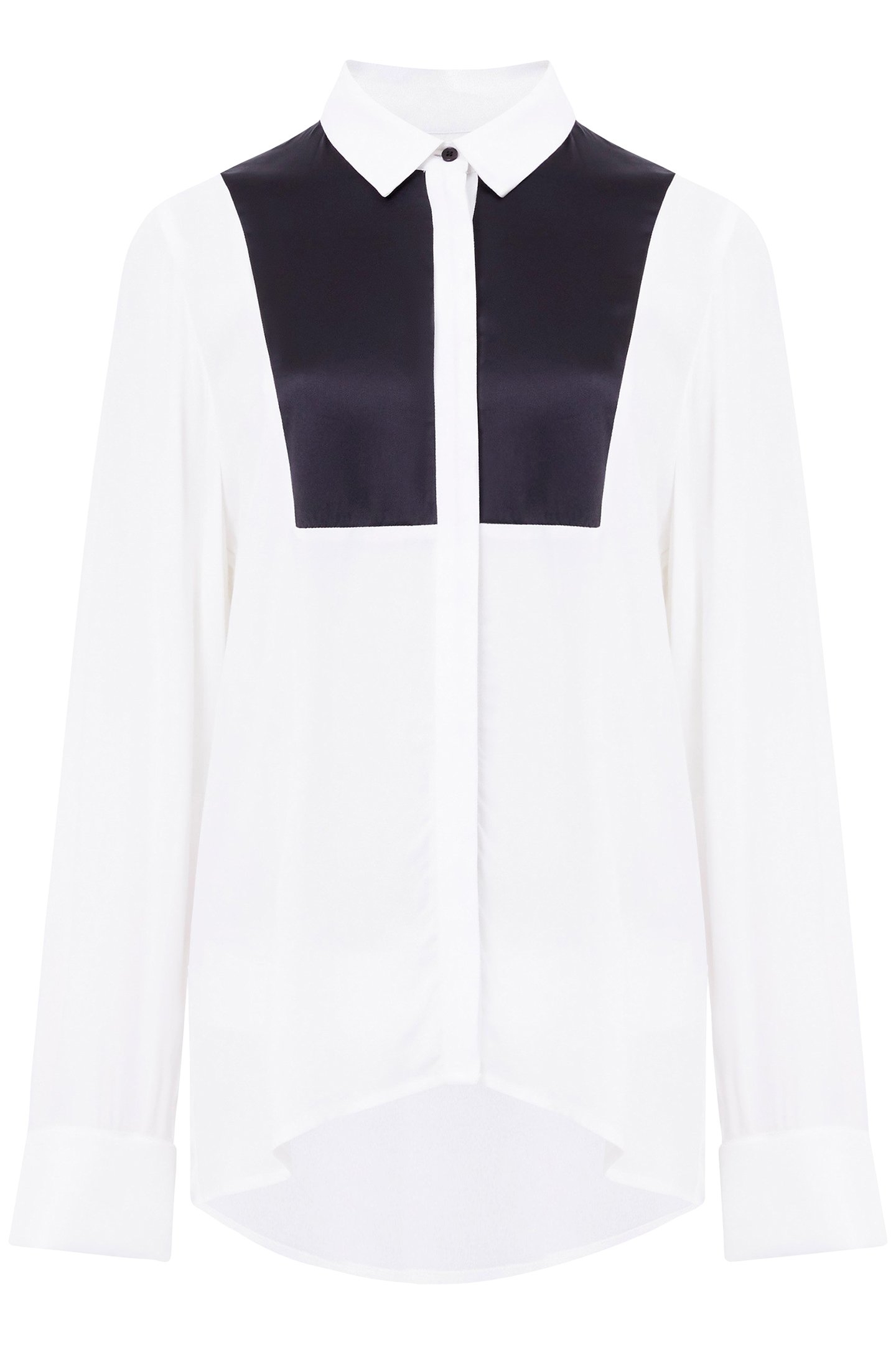 CHIARA DRAPE CONTRAST LS SHIRT LINEN WHITE/BLACKOUT 3
