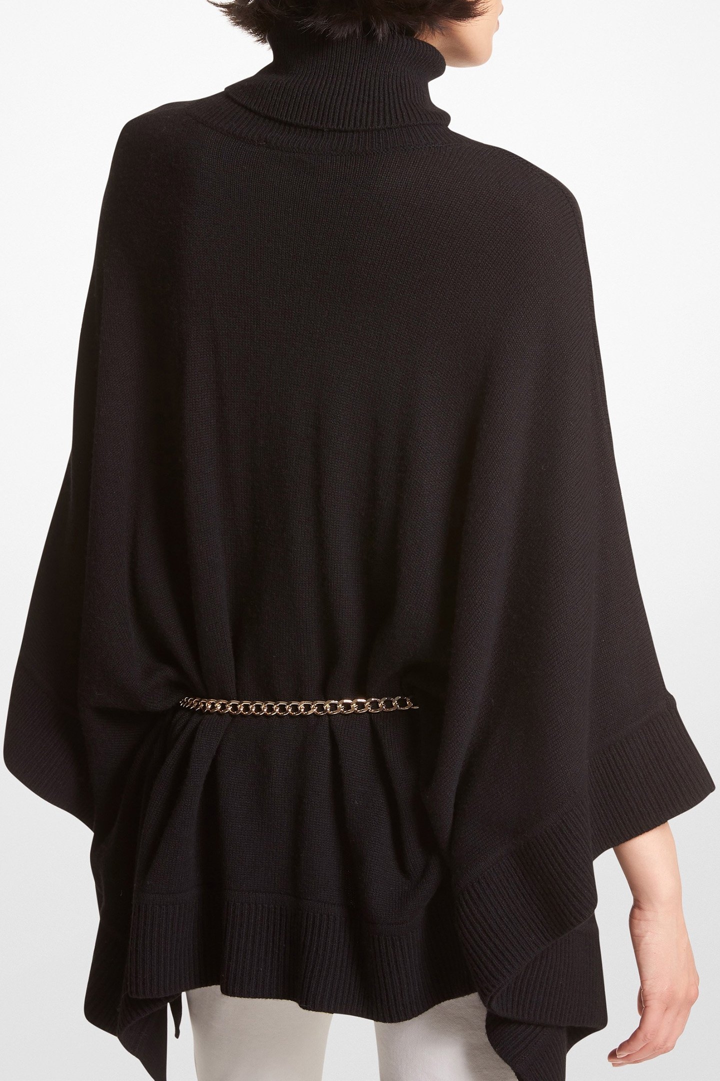 PONCHO WITH LOGO CHAIN BELT IN BLACK 2