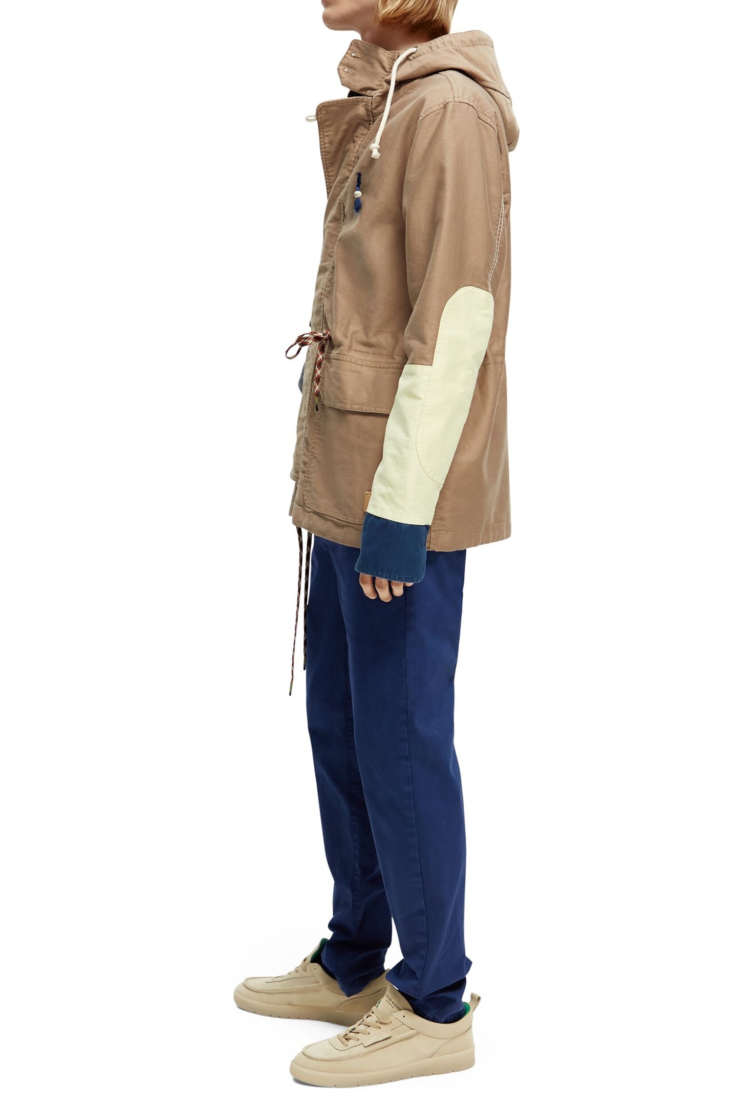 WASHED HOODED COLOUR BLOCK JACKET IN ORGANIC COTTON COMBO A 6