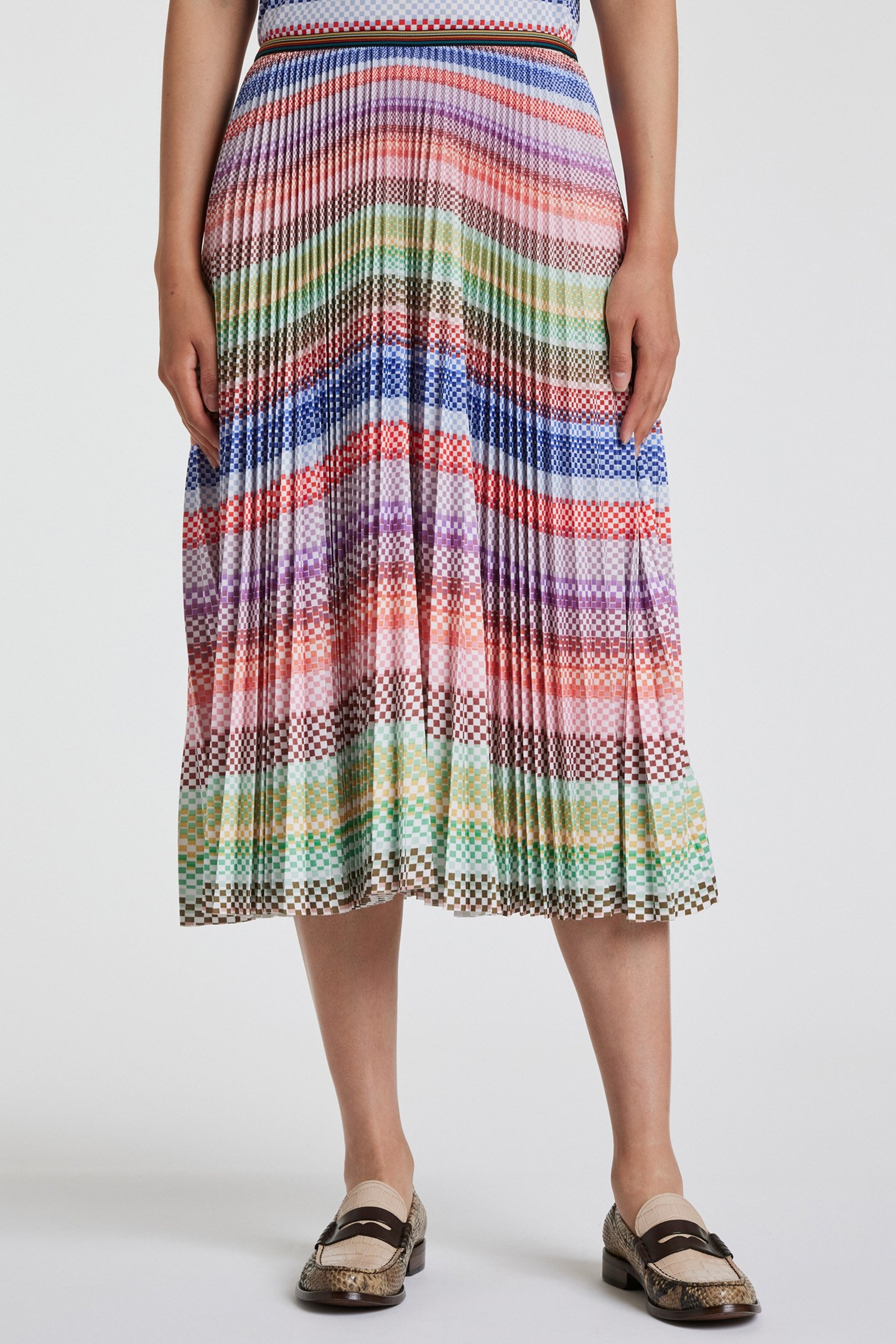 WOMENS PLEATED SKIRT MULTI COLOURED 1