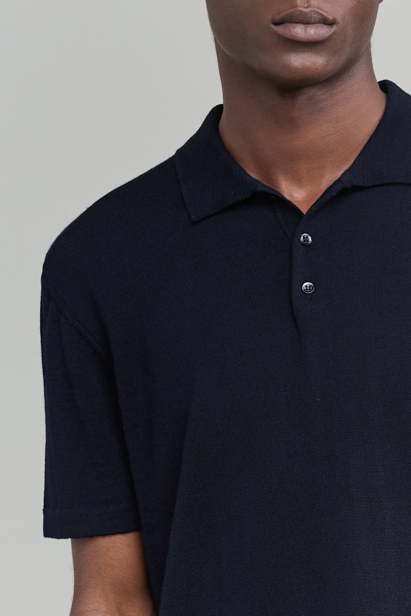 100% MERINO WOOL KNIT NAVY POLO SHIRT 5