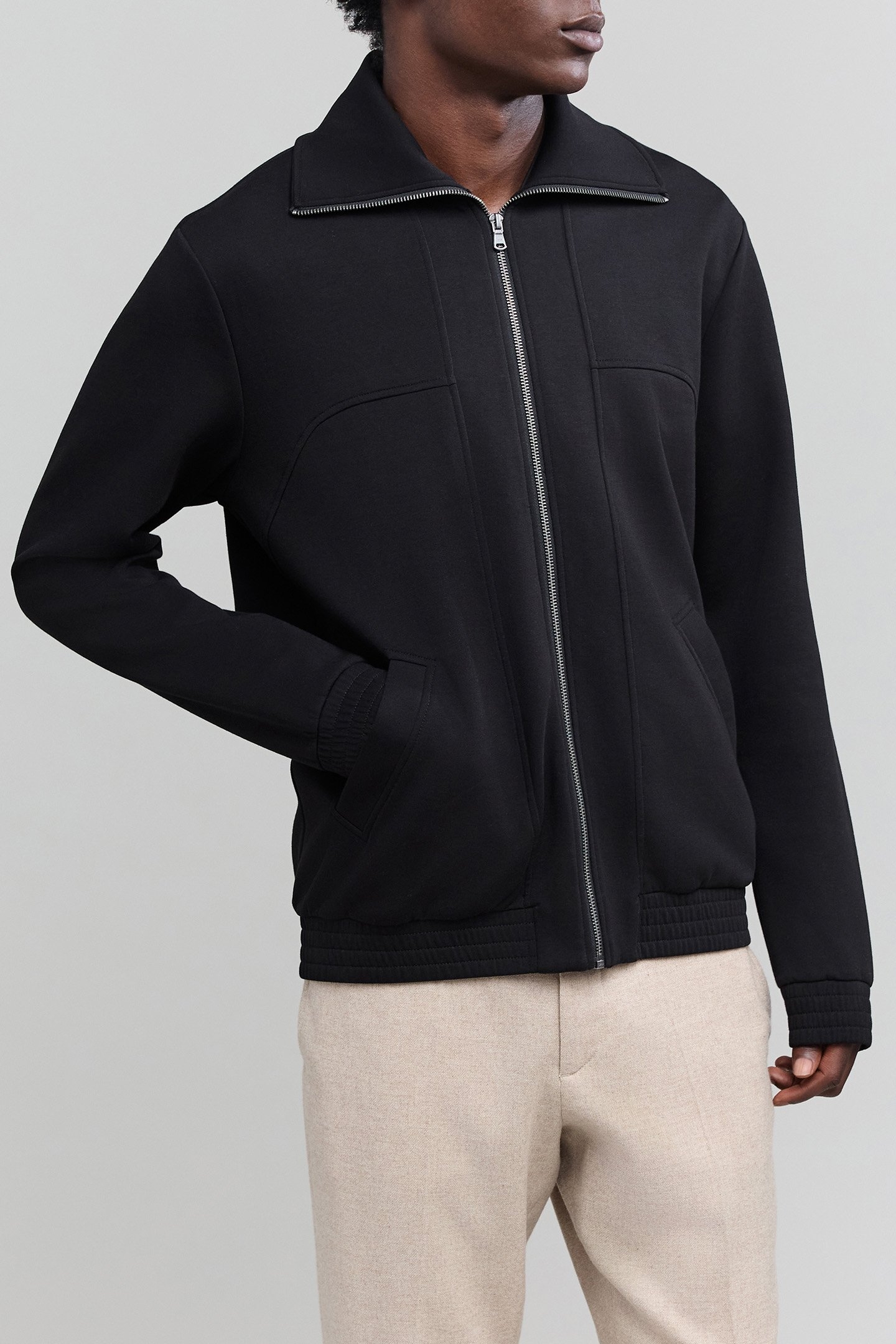 BLACK HIGH NECK ZIPPED CARDIGAN 5