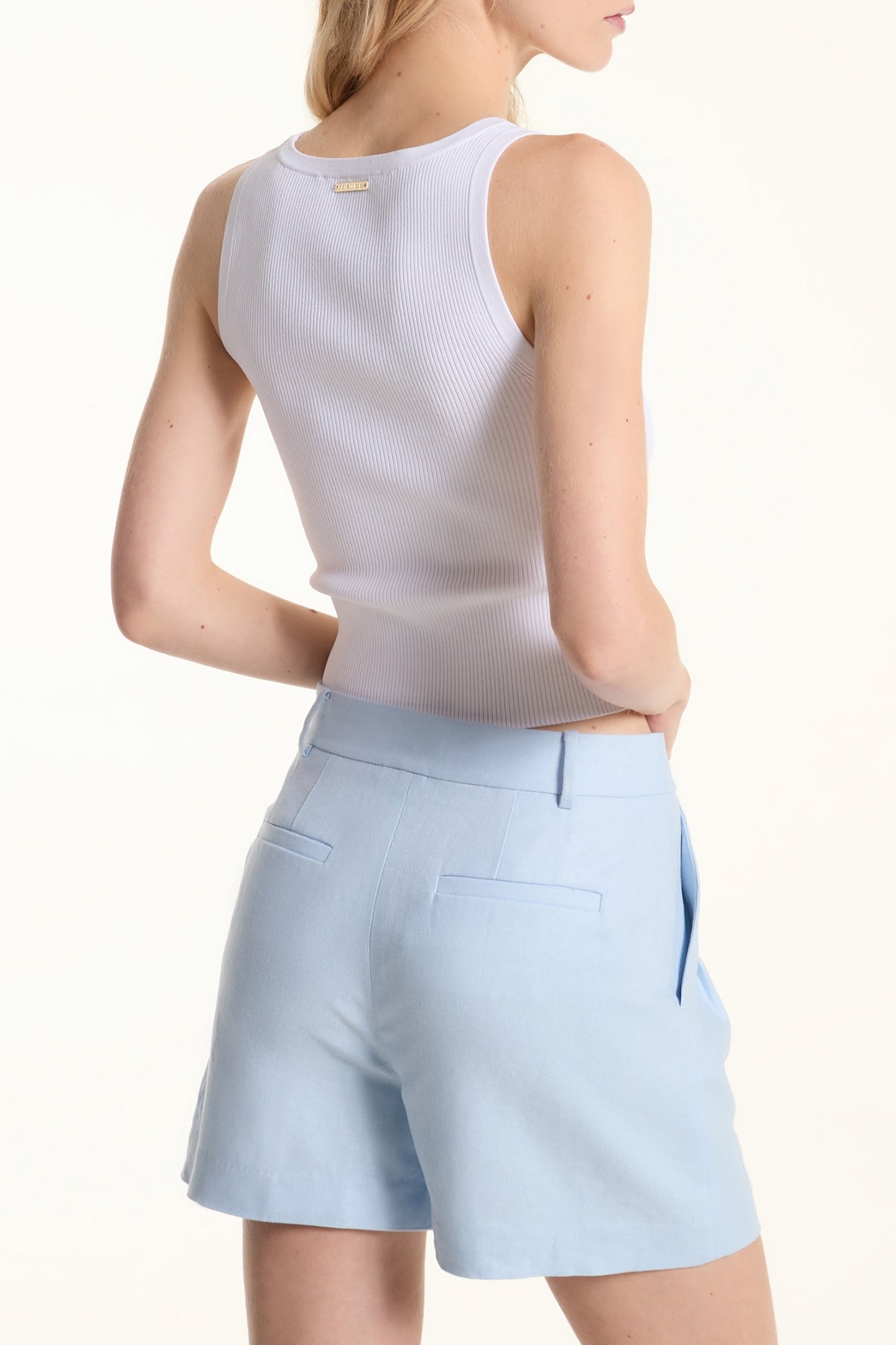 PLEATED SHORTS IN PASTEL BLUE 2