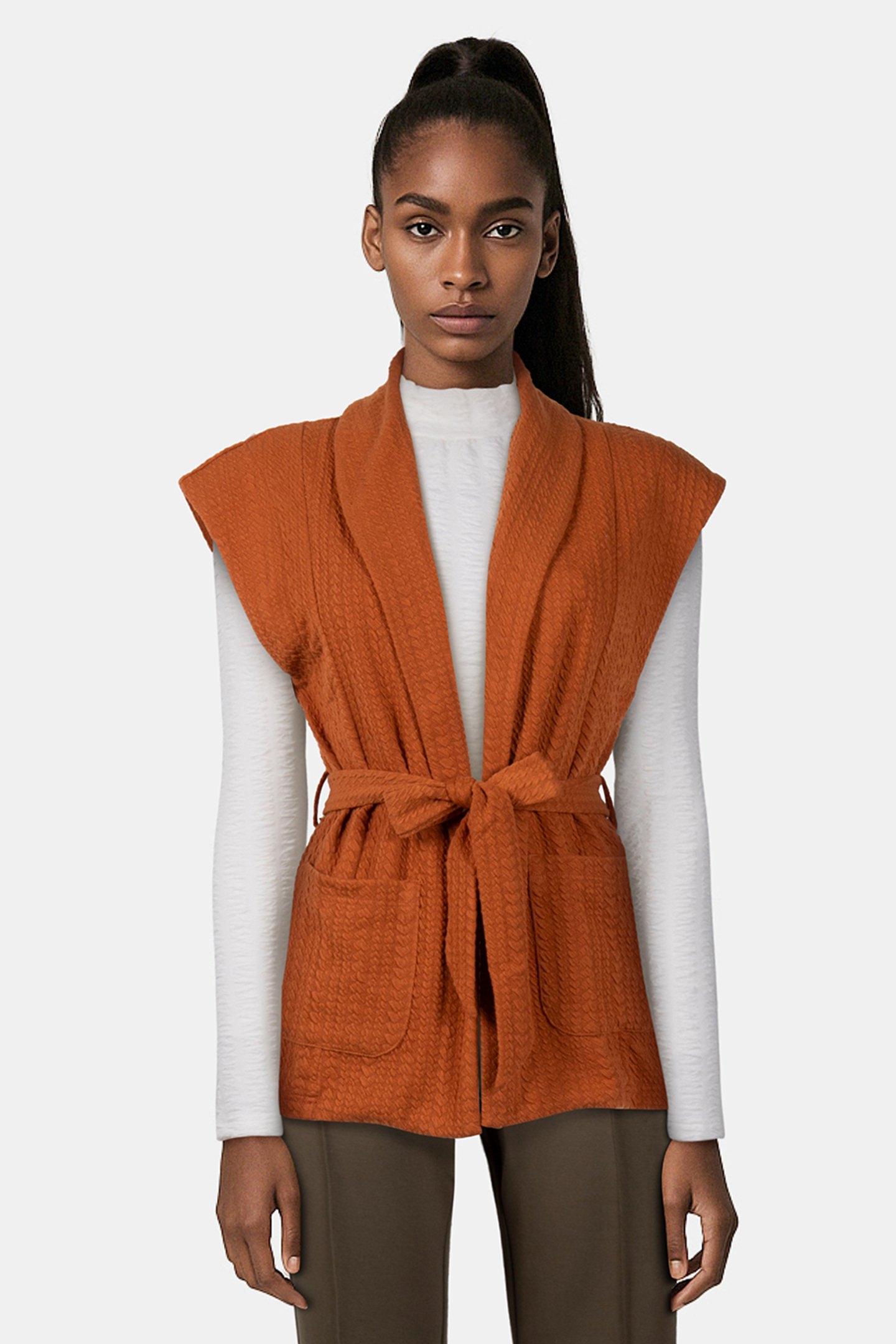 VEST SELF FABRIC WAISTBAND CARAMEL 1