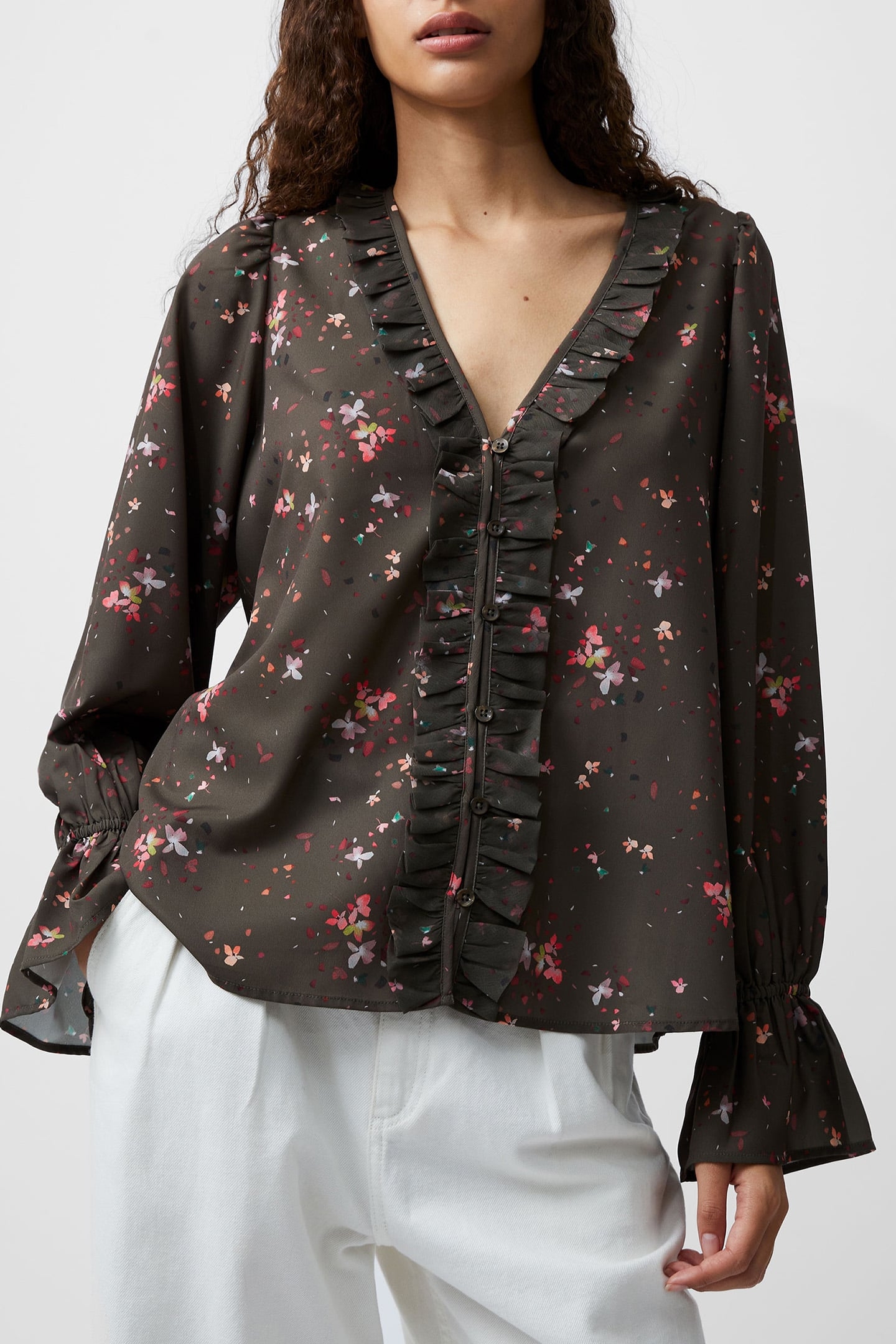 CARINA ABENY CREPE TOP OLIVE NIGHT MULTI 1