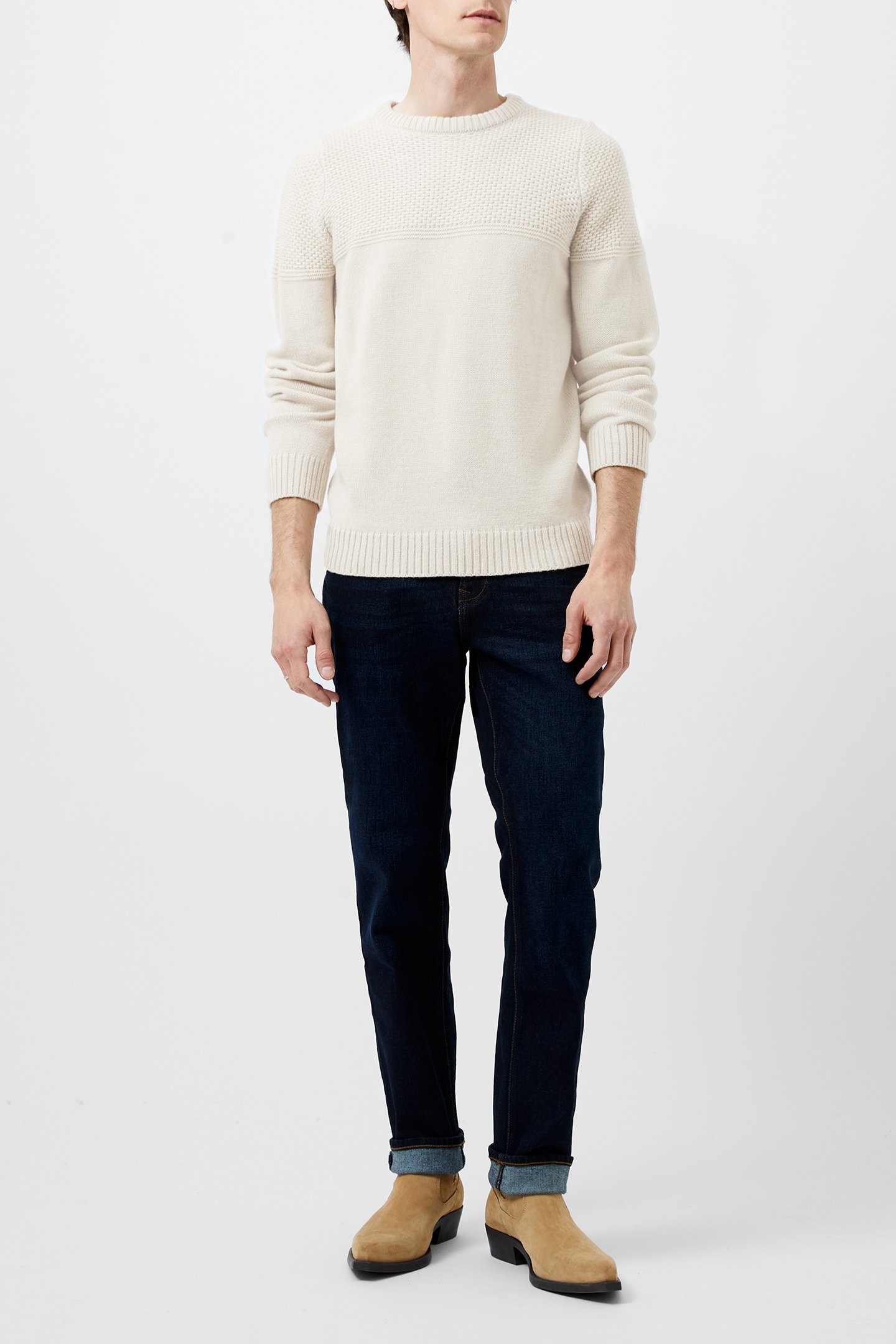 LINK STITCH CREW JUMPER SAND 2