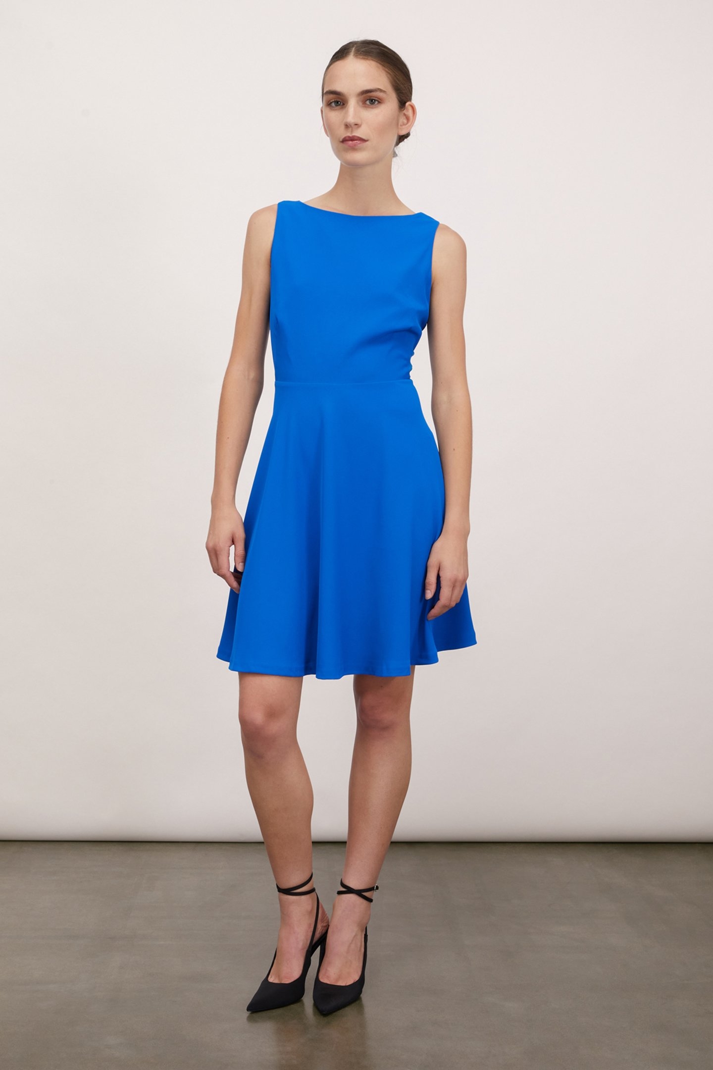 CREPE FABRIC MINI DRESS BLUE 3