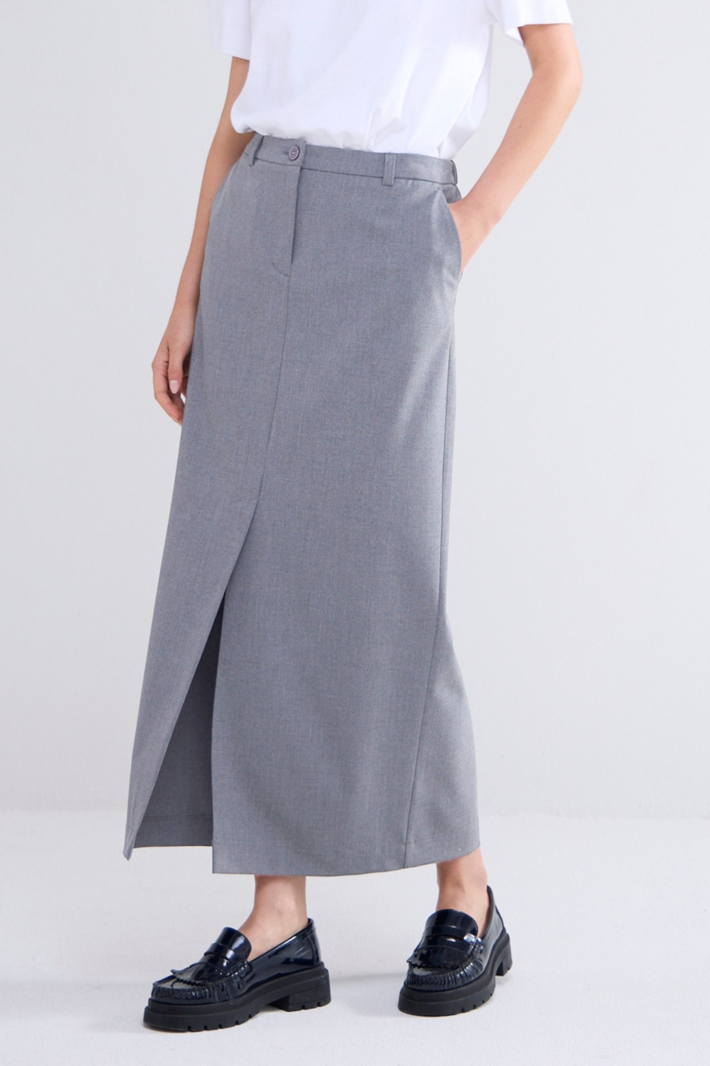 SKIRT VISCOSE BLEND STRETCH GREYS 1