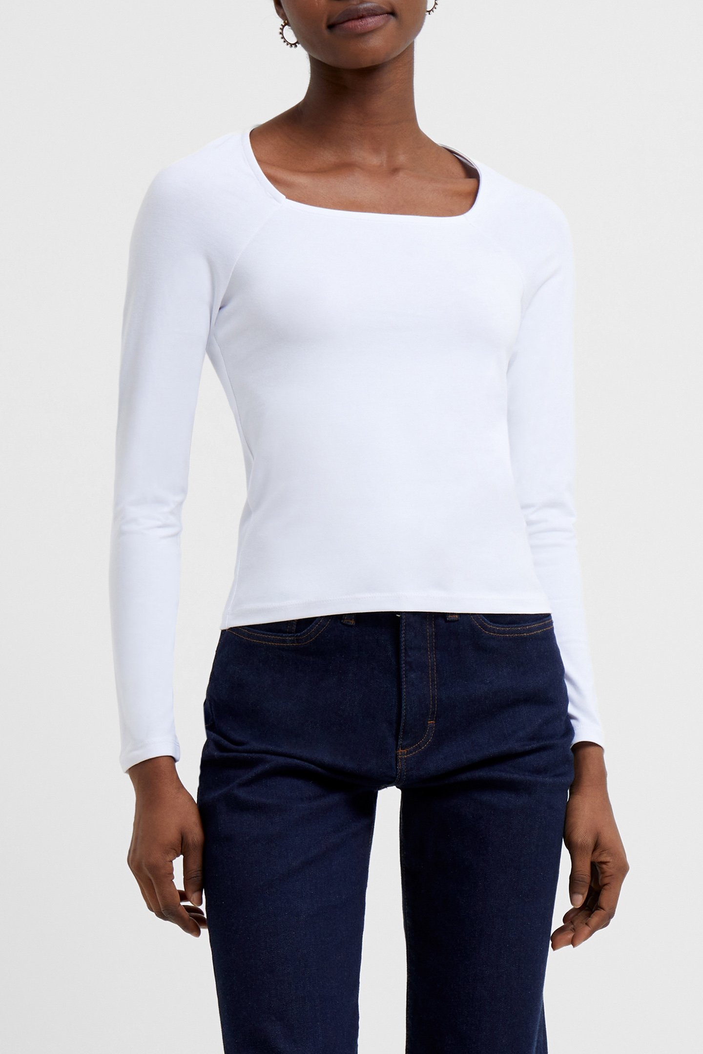 RALLIE COT ELAS LS SQ NK TEE LINEN WHITE 1