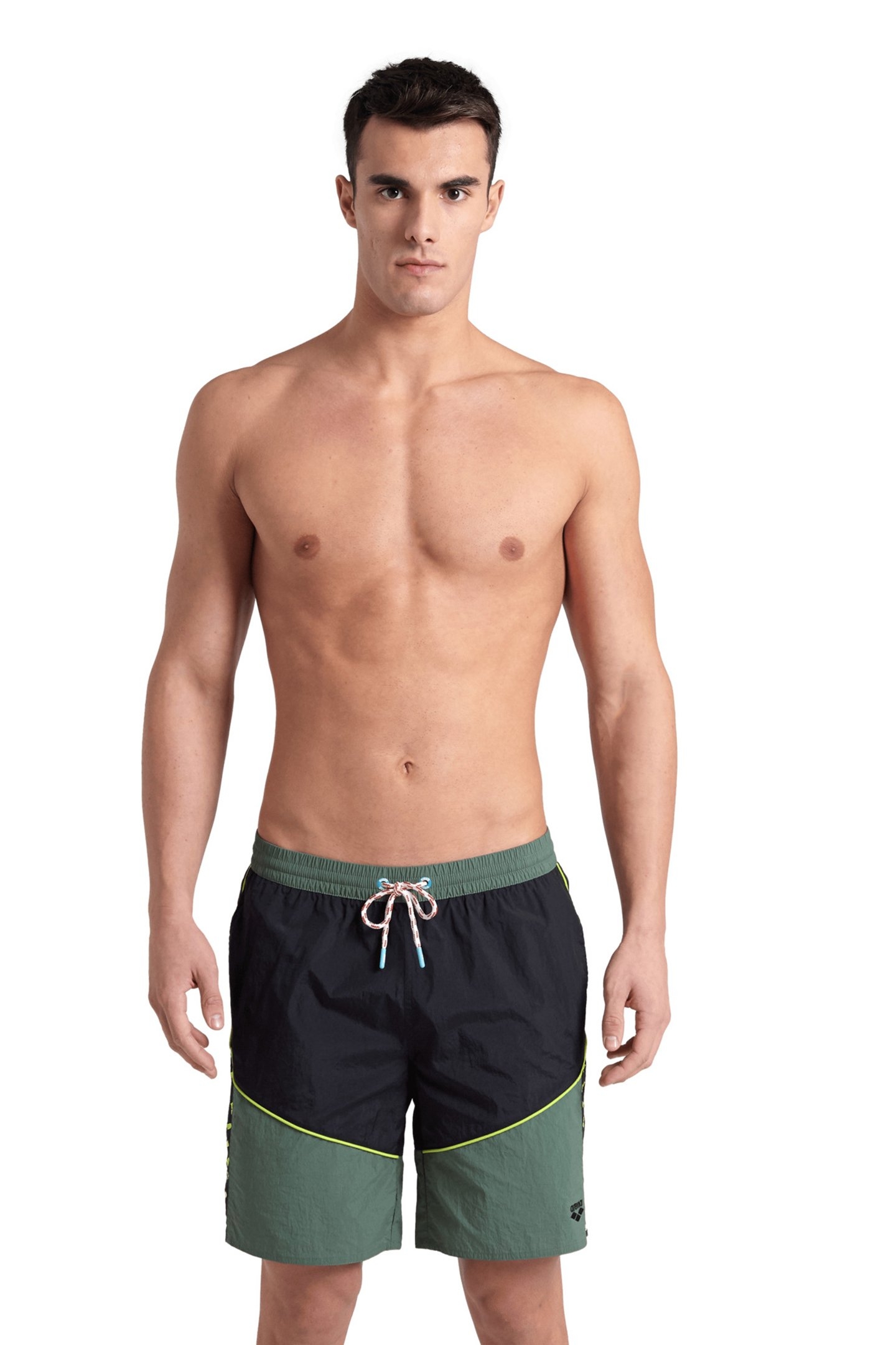 MEN'S ARENA TEAM STRIPE BERMUDA PANEL BLACK-SAGE-SOFT GREEN 1