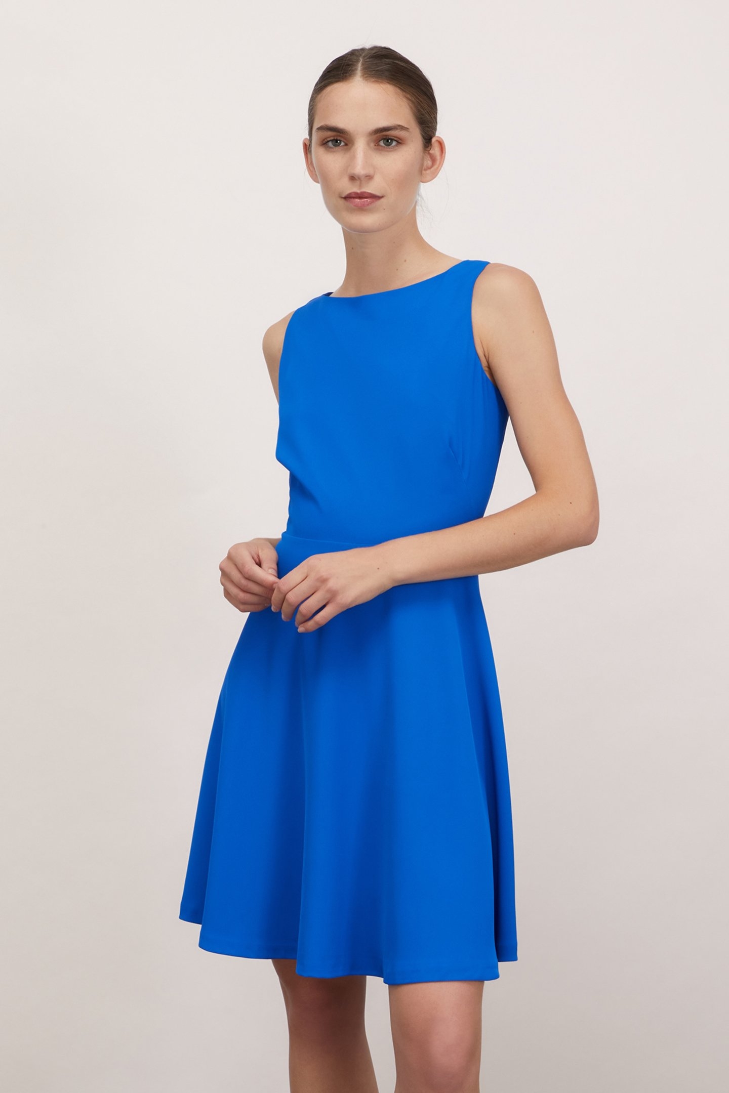 CREPE FABRIC MINI DRESS BLUE 1