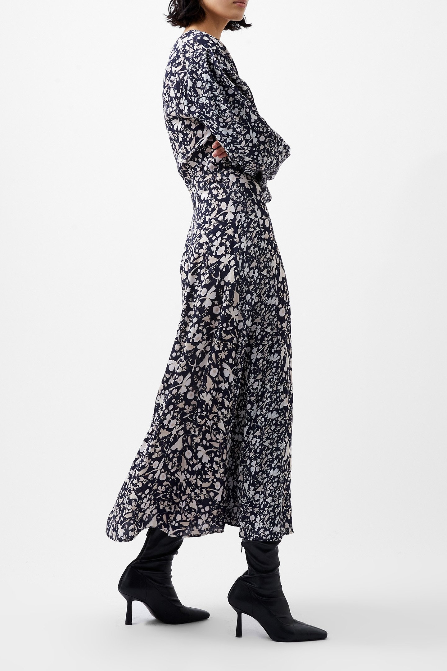 JEANNIE CHIARA DRAPE MIDI DRES UTILITY BU MULTI 2